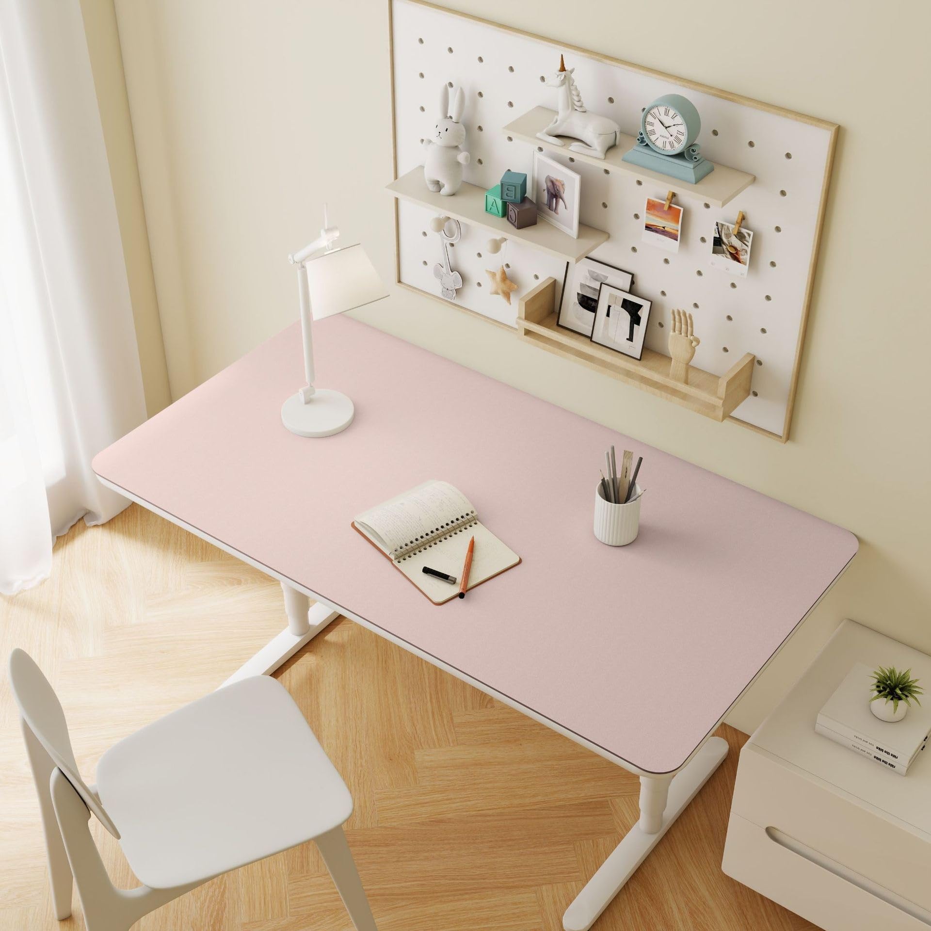 PU Leather Desk & Table Top Protector Mat, Non-Slip Surface Waterproof Desk Mat for Keyboard, Mouse & Makeup Dressing Table(Pink,40x60cm)