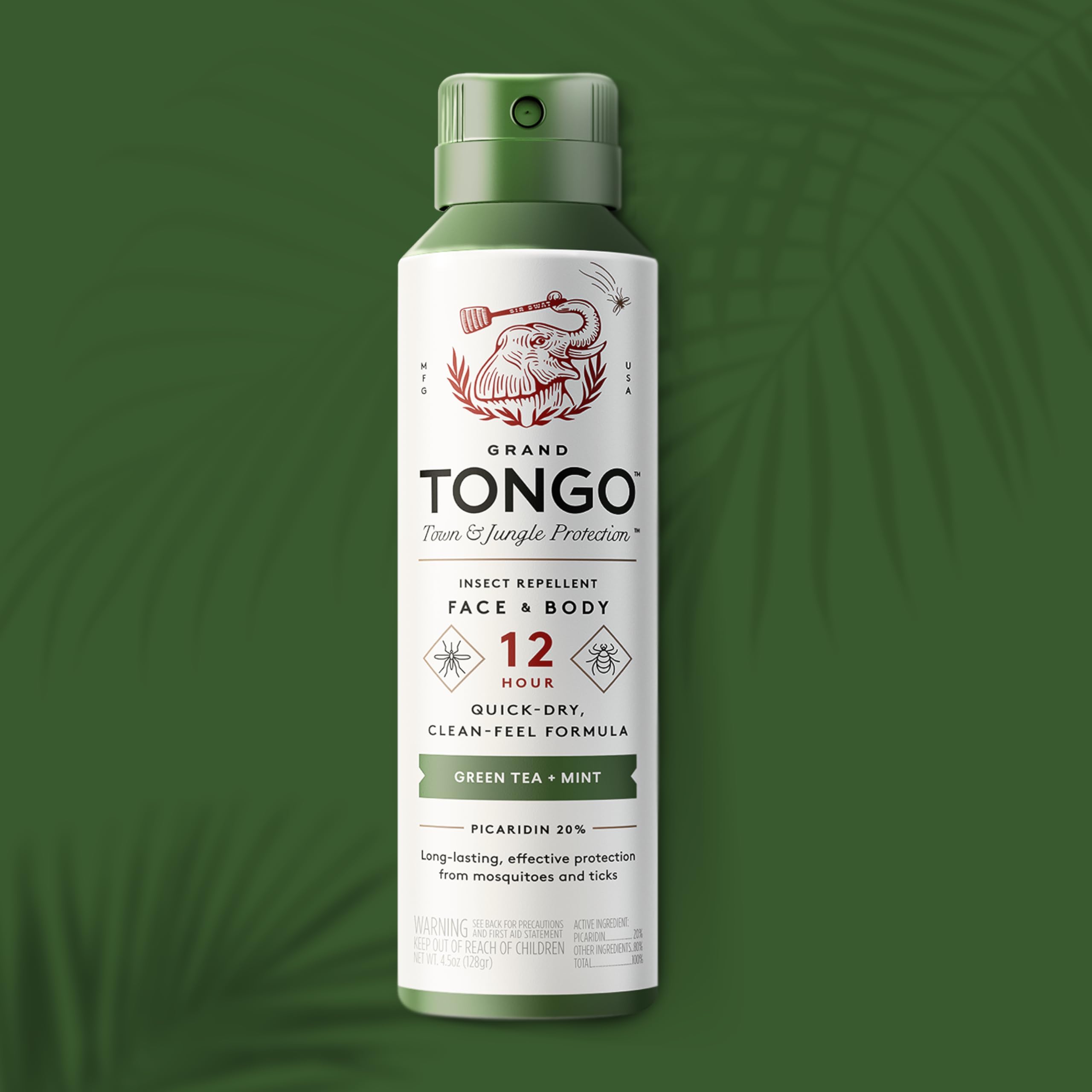 Grand Tongo Green Tea + Mint Insect Repellent, 12-Hour Mosquito & Tick Protection, Picaridin-Based, Water-Based, Lightweight, Quick-Drying, Vanishing Scent, DEET Alternative, Face & Body Use, 3 Pack