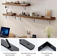 Vista 2 de HOME MASTER HARDWARE Soportes de estante de 10 x 8 pulgadas, soporte de ángulo de pared triangular de 90 grados en L para estantes flotantes, Negro