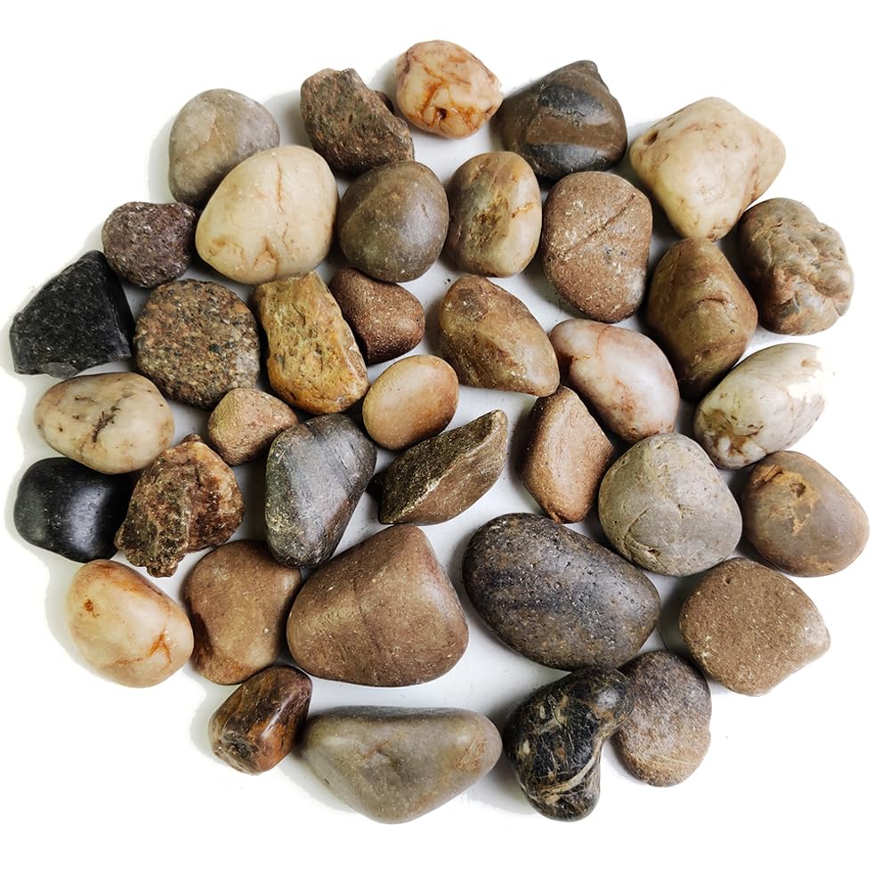 Natural Pebbles Polished Rocks Stones Mixed Color for Aquarium Gravel,18 LB