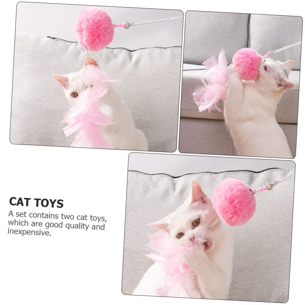 DOITOOL 6piezas Bastones De Juguete para Gatos Juguetes Interactivos para Estimulación y Diversión De Gatitos Rosa