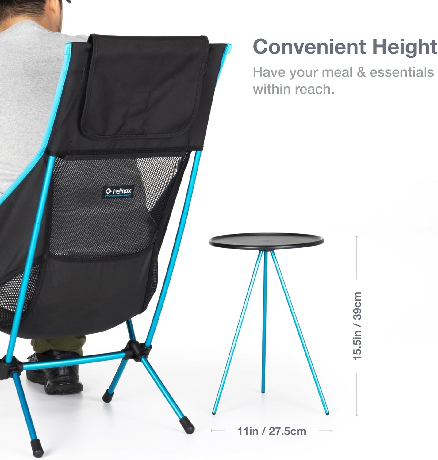 Helinox Packable Side Table for Camping, Backpacking, Picnics, and The Beach, Small - 10.5 Inch, Black