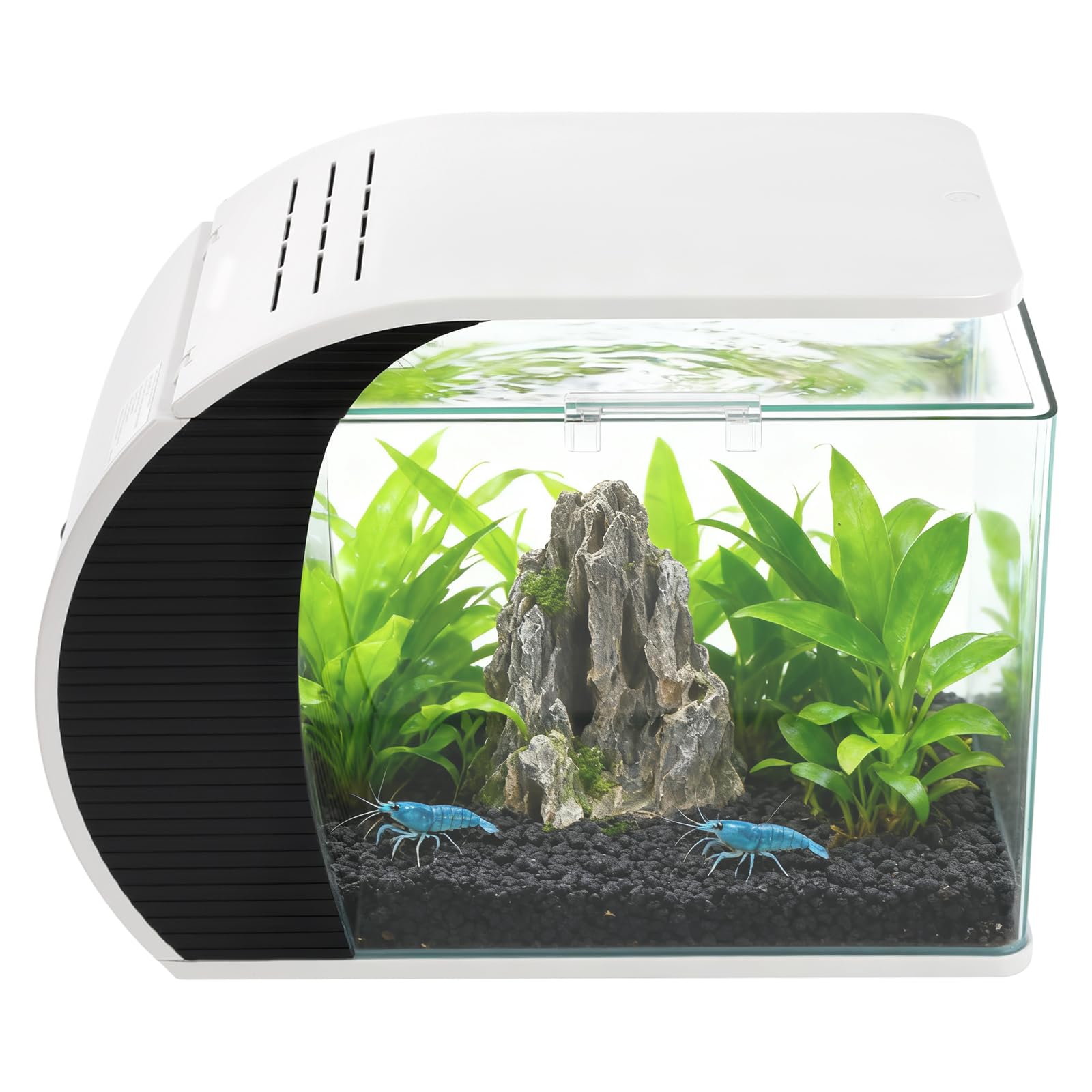 Acquario moderno Nano Acquario da 19 l, 3,2 W, con 4 colori di illuminazione a LED, silenzioso da tavolo con pompa, filtraggio e ossigenazione e circolazione, altezza max: 0,6 m, Q.max: 200 l/h