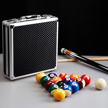 Pool Balls Billiard Set, 2-1/4 Regulation Size, 16 Pcs Resin Billiard Balls Set with 1 PC Carry Case, Pool Table Accessories for Tournament, Bar, Game Room & Gifts