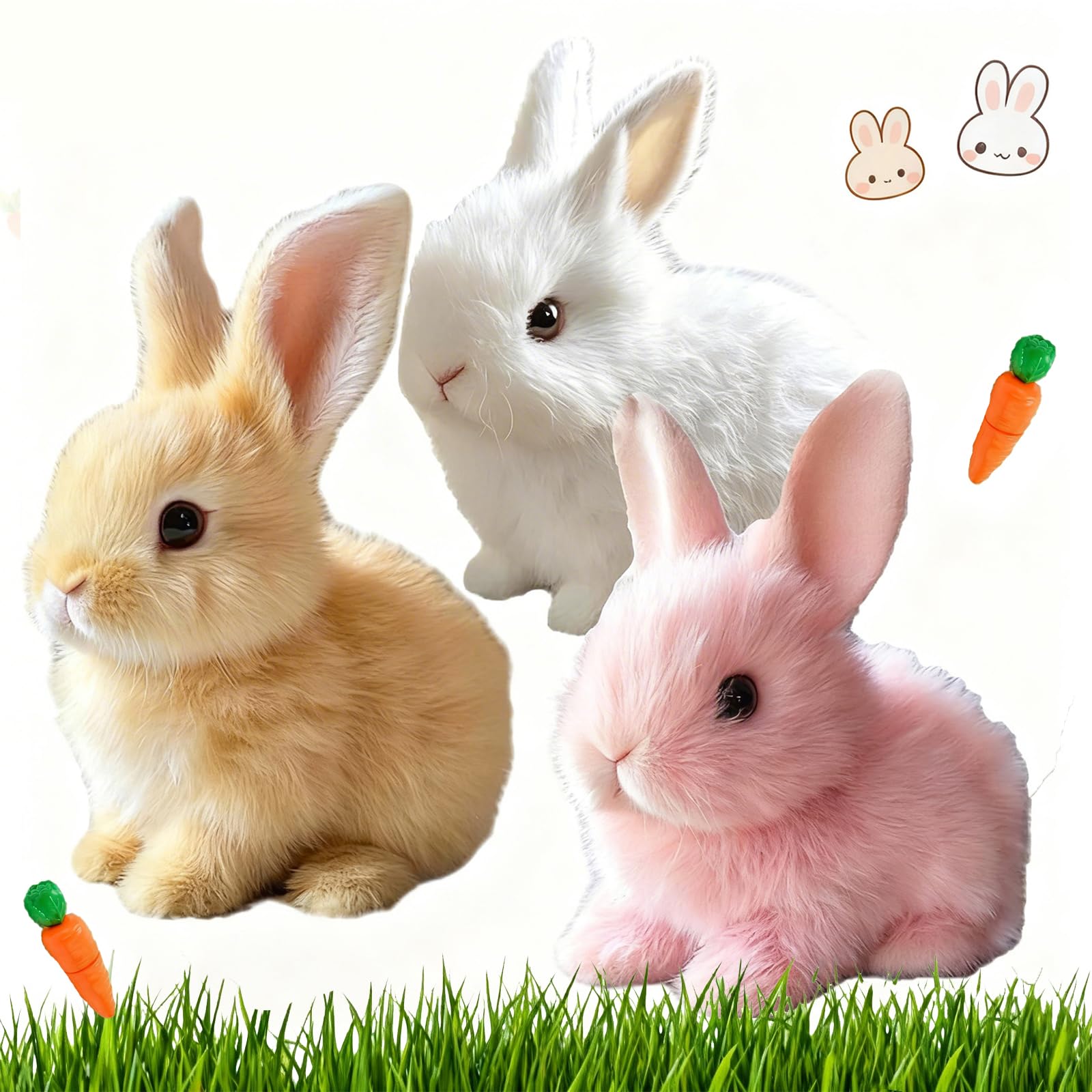 Easter Bunny Toy, Rabbit Interactive Hopping Electronic Pet Plush Bunny Toy with Sounds and Movements Animated Walking Wiggle Ears Twitch Nose (Pink)