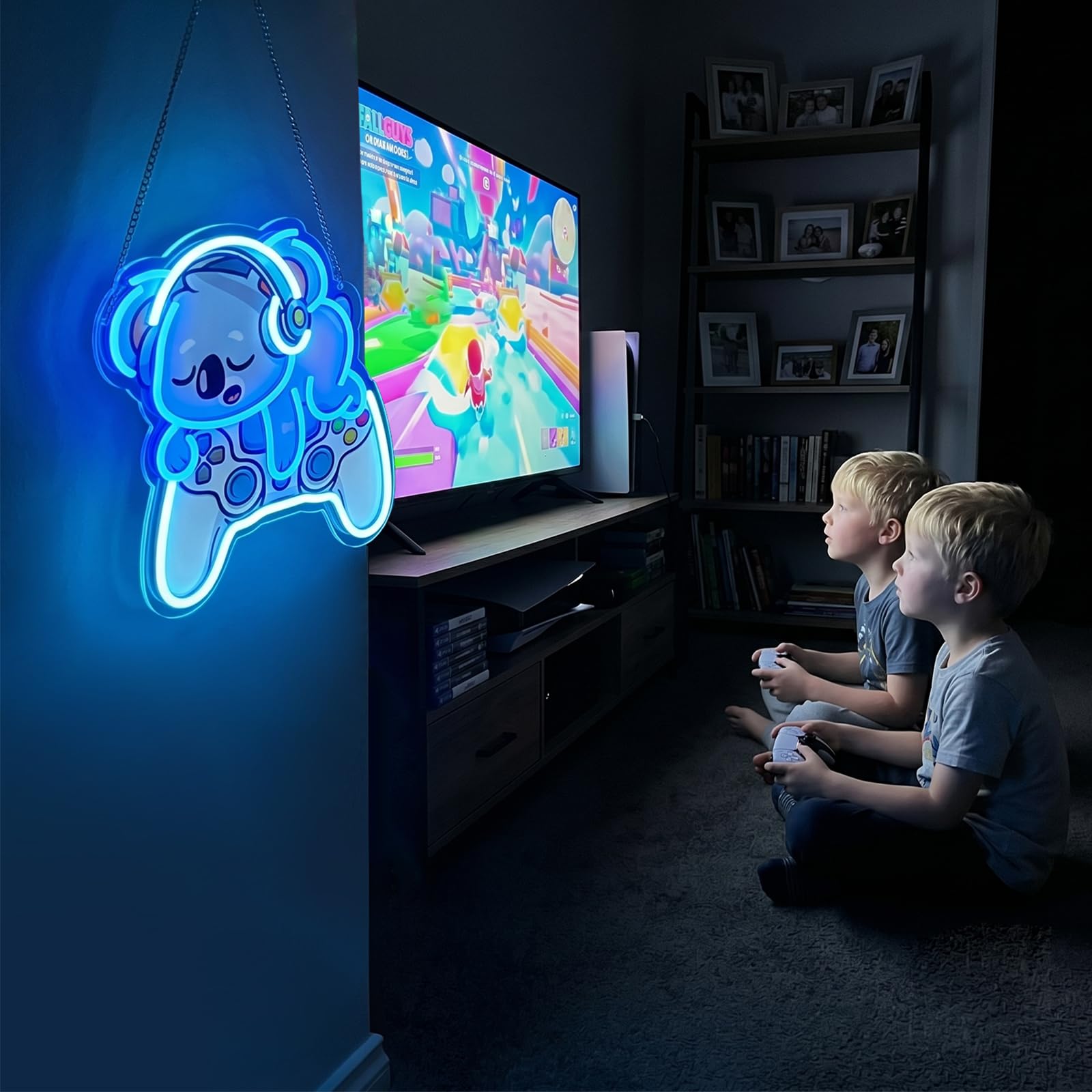 Koala Gaming Neon Sign, lampada da parete a LED con controller di gioco, luce al neon dimmerabile alimentata tramite USB 5V/2A per giocatori, stanze dei bambini, sale giochi e bar di casa