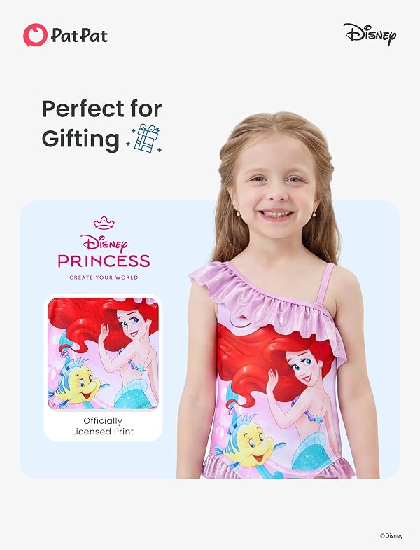 Disney Princess Girls Swimsuits Ariel Mermaid Ruffle One Piece Bathing Suits Sport Summer Beach Swimwear Pink Quick Dry for Toddler Girls Size 5-6T by Disney - Image 3