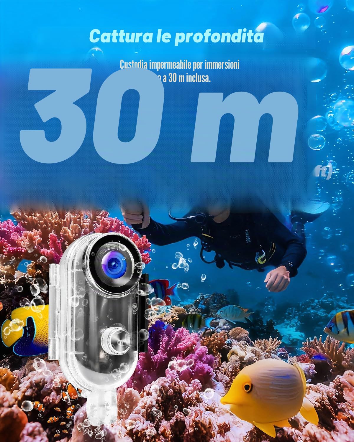 Mini Action Cam 4K Con Scheda da 64 GB, Body Cam WIFI Magnetica, a Mani Libere, POV con Clip Ruotabile a 360°, Custodia Impermeabile per Passeggiate con Animali Domestici, Bicicletta, Vlog