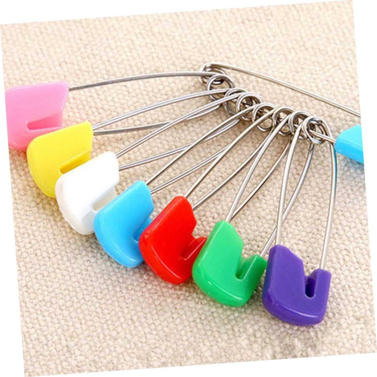 jojofuny 100pcs Colorful Baby Safety Pins for Cloth Diapers Plastic Head Secure Locking Design Essential for Newborns and Infants for Bibs and Saliva Towels