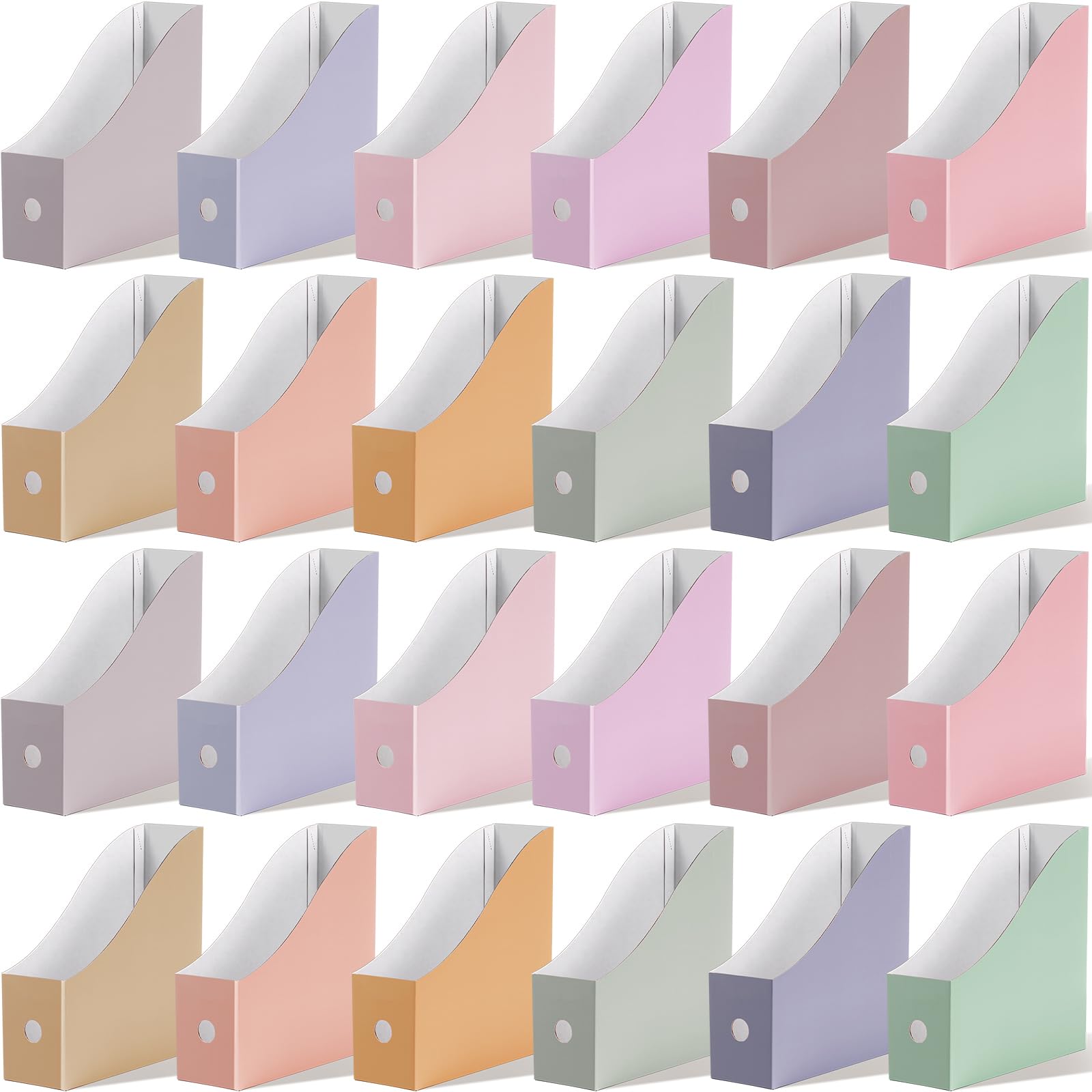 Colarr 24 portariviste in cartone, 12 colori, con etichette adesive, porta riviste, cartelle, libri, per scrivania, documenti per la scuola (colori vivaci)