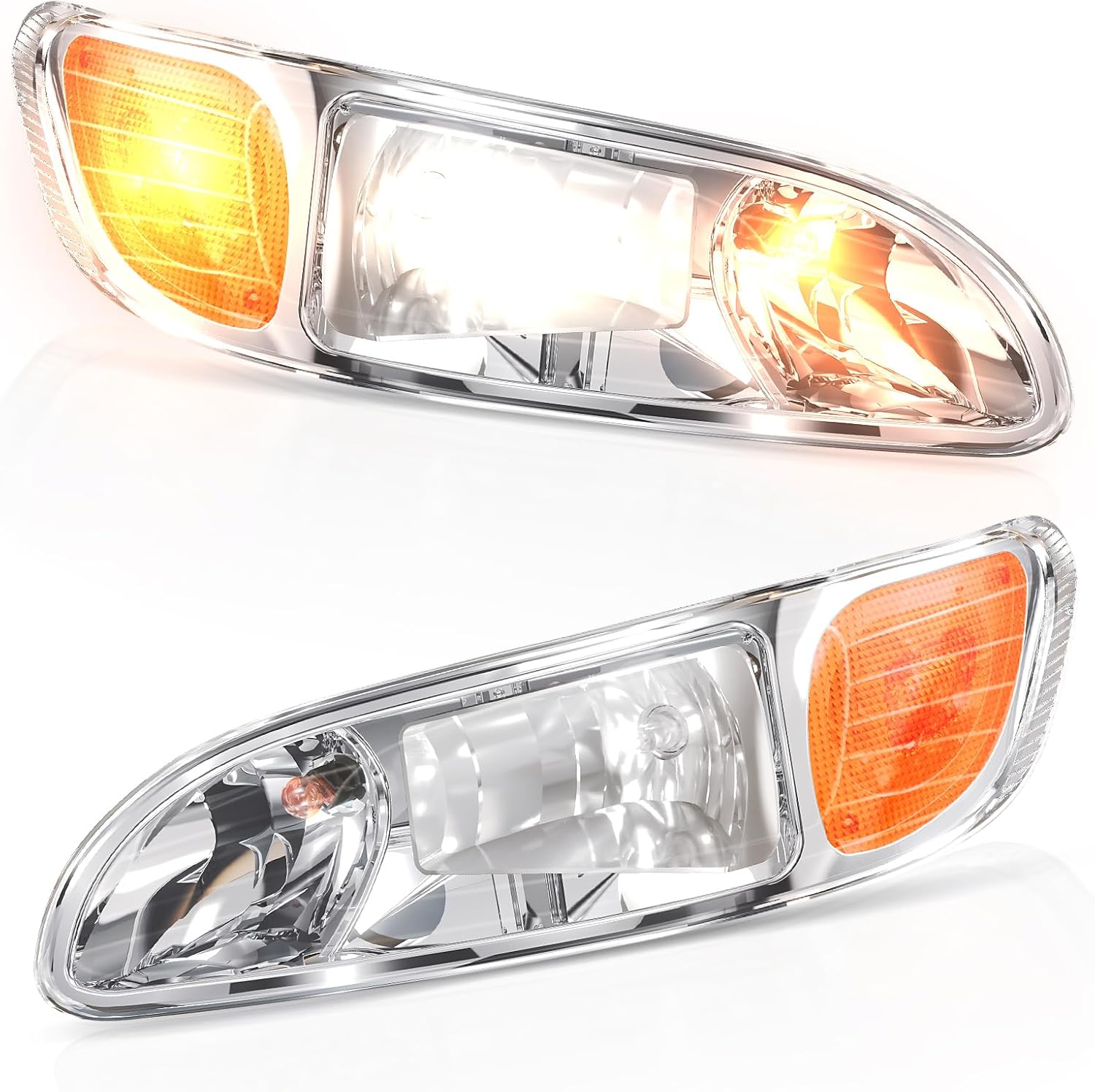 SEPEY Headlights for Peterbilt 386, Replacement Headlights Headlamps Assembly with Bulb for 2005-2015 Peterbilt 330 335 325 384 337 340 348 382 386 387 Trucks, a Pair(left and right)
