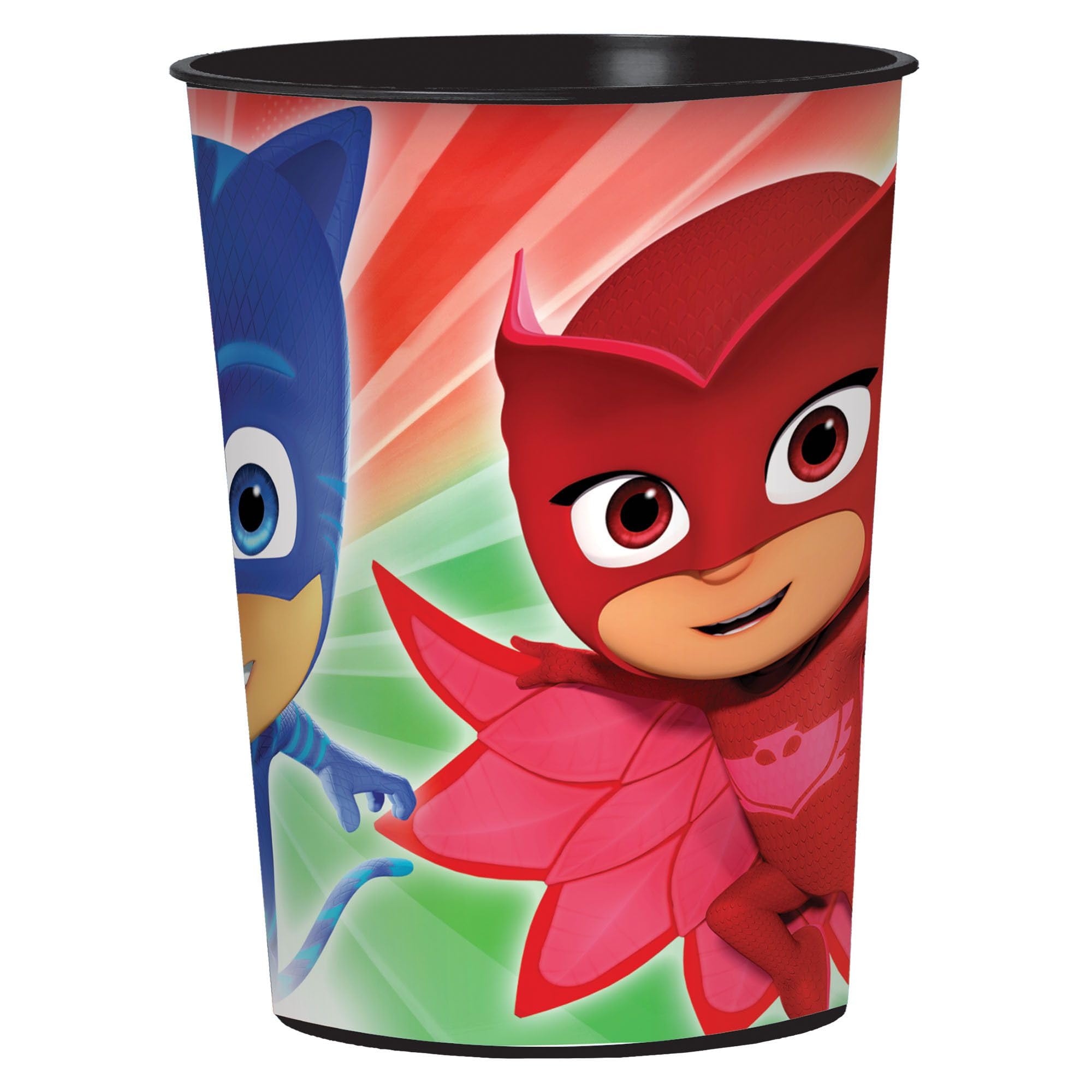 PJ Masks Birthday Party Supplies Bundle includes 12 Plastic Reusable Cups 16oz, 1 Dinosaur Sticker Sheet