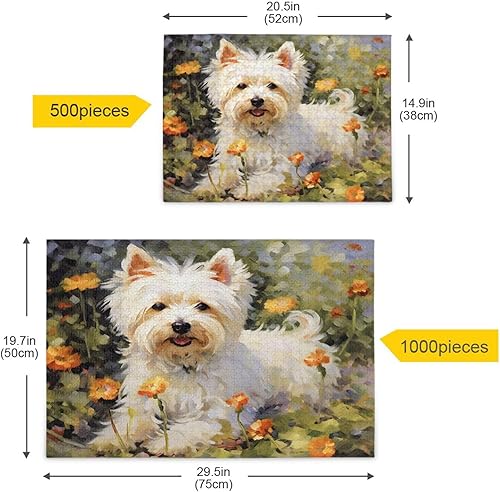 Miniatura 5 de Rompecabezas de jardín de perros lindos de 500 piezas para adultos, rompecabezas educativos de aprendizaje, juguetes familiares difíciles y