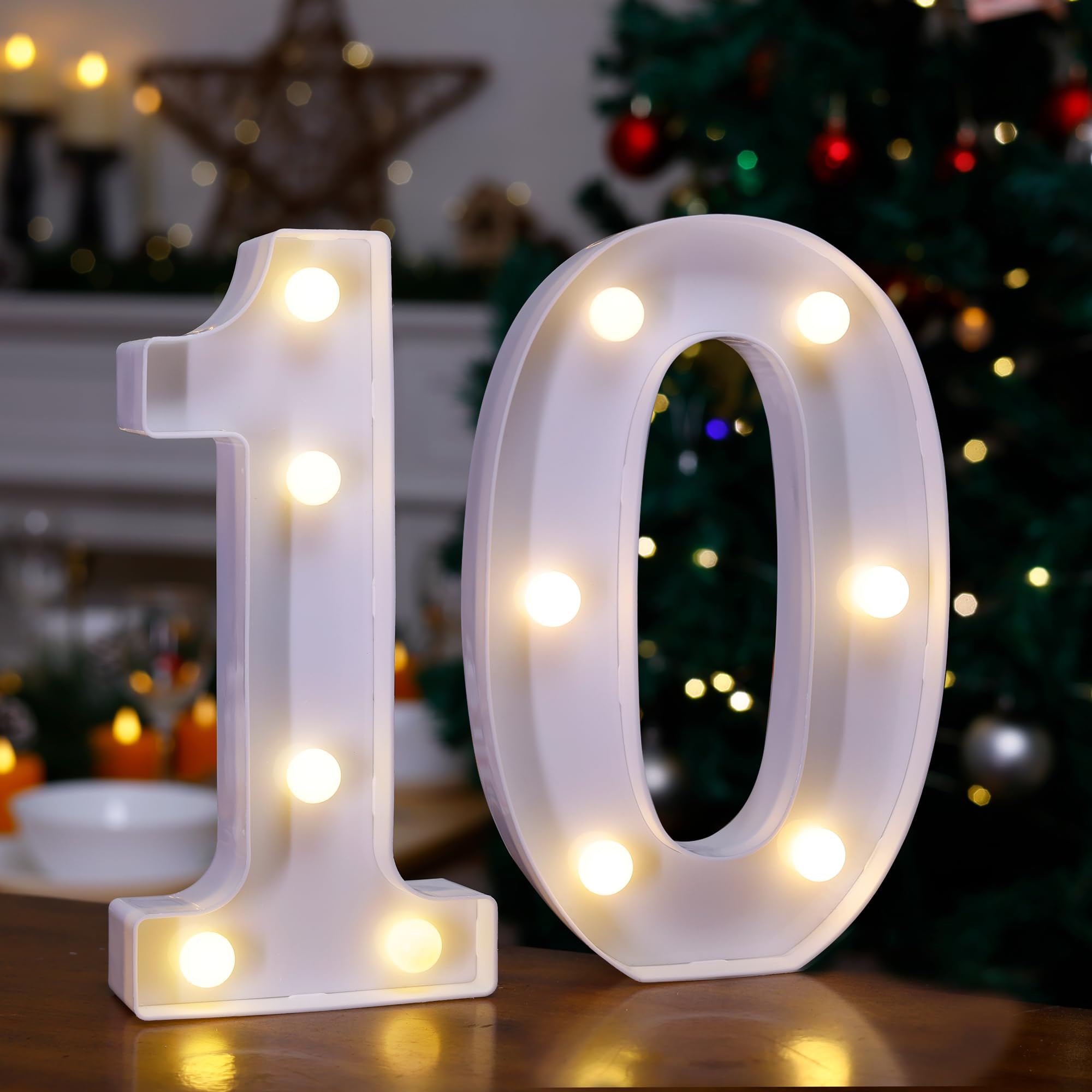 Photo 1 of 10th Birthday Decoration Light Up Letters, Battery Powered LED Numbers Marquee Number Sign for Sweet 10th Party Home Decor Night Light