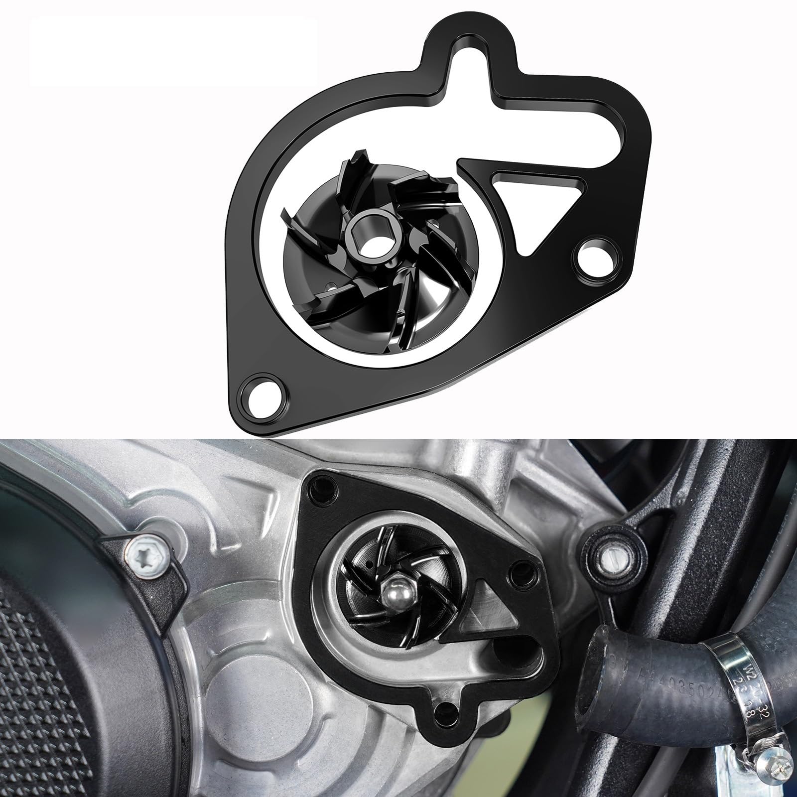 "Części motocyklowe Zespół pompy " 2024 2025 Do 300 XCW300 SX250 TE 300 Waterpomp Koeler Waaier Afstandsstuk(Black)
