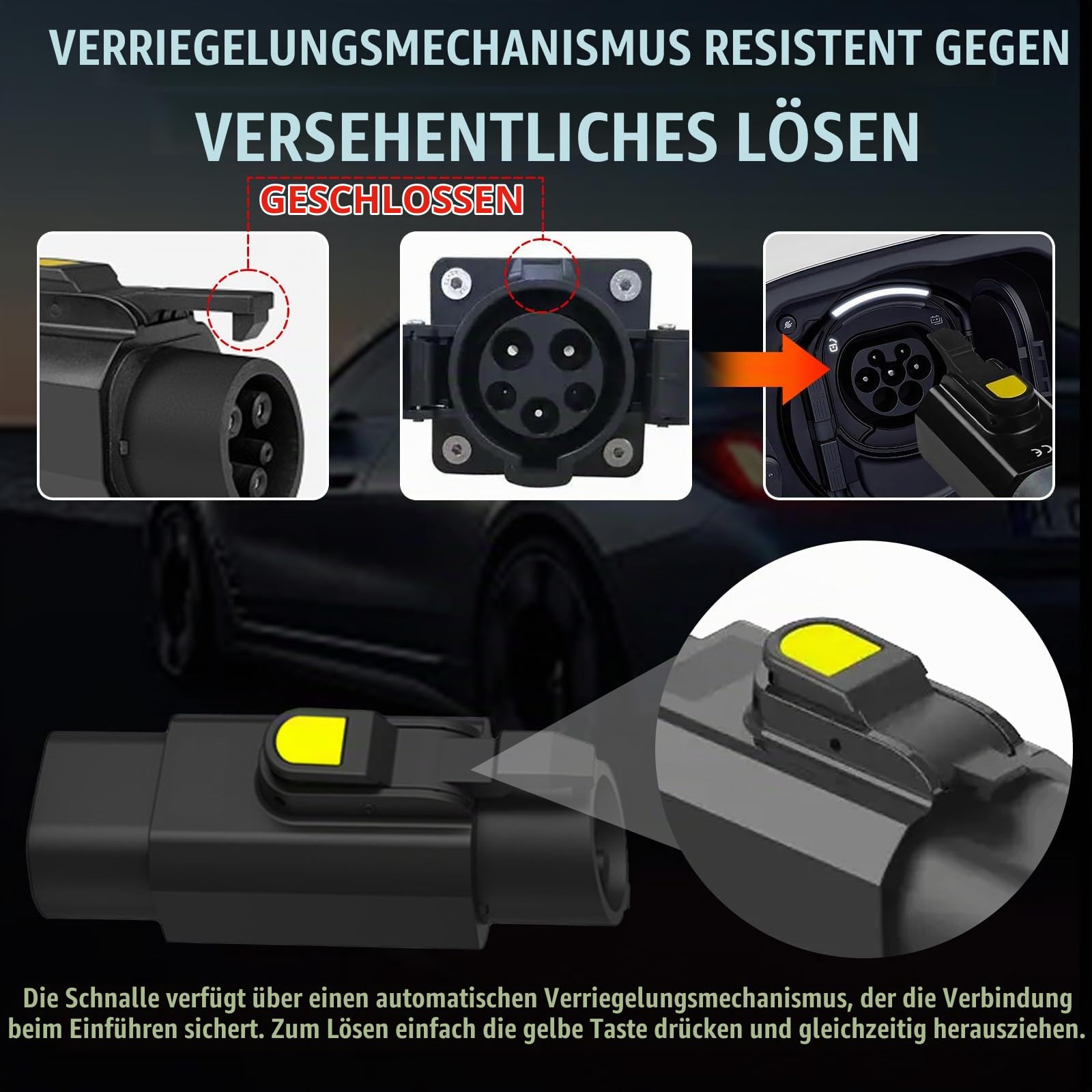 Typ 2 auf Typ 1 EV-Adapter - 32A Hochwertiger EV Ladekabel Autoladegerät Adapter, Typ 2 bis Typ 1 EV für Elektrofahrzeug Ladekabel, Elektrofahrzeug Ladegerät Konverter Auto Ladeadapter
