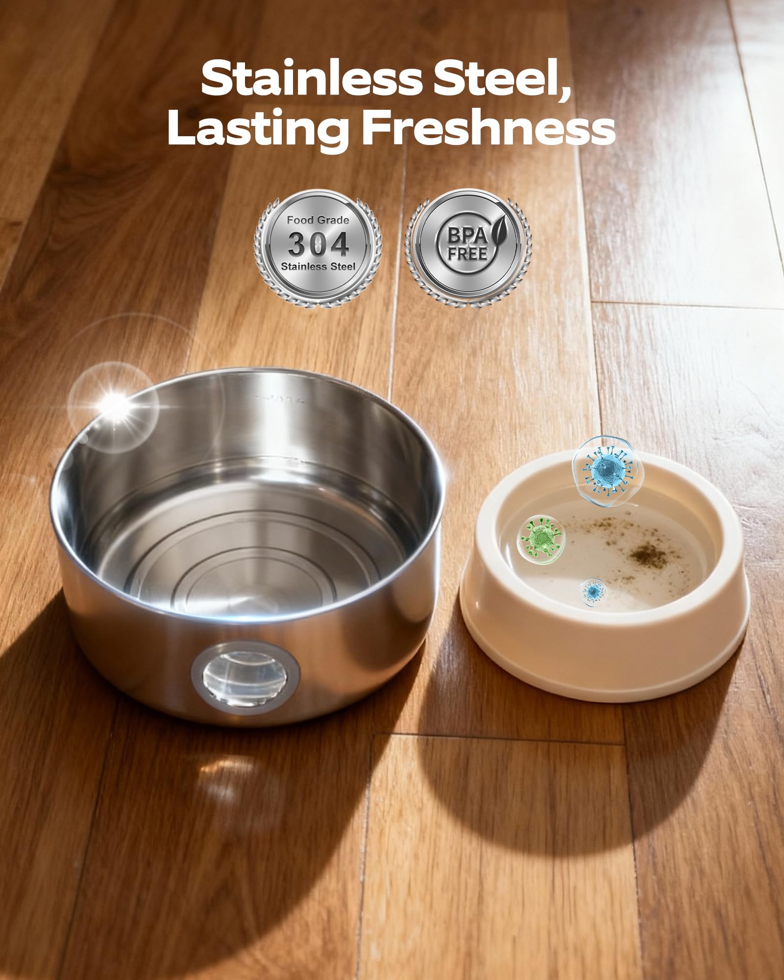 Cat Water Fountain Battery Operated: Wireless Cat Fountain with Motion Sensor - 88oz/2.6L Cordless Pet Dispenser for Cats Indoor - Automatic Quiet Waterer for Small Animal with 6 filters and 3 sponges - image 6