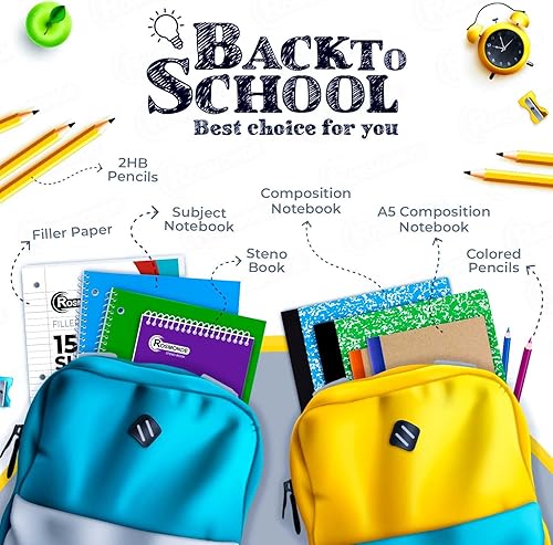 Miniatura 6 de Cuaderno de espiral de 1 asignatura, paquete de 48, con rayas universitarias, cubierta resistente al agua, 140 páginaslibro grueso (70 hojas), 8 x