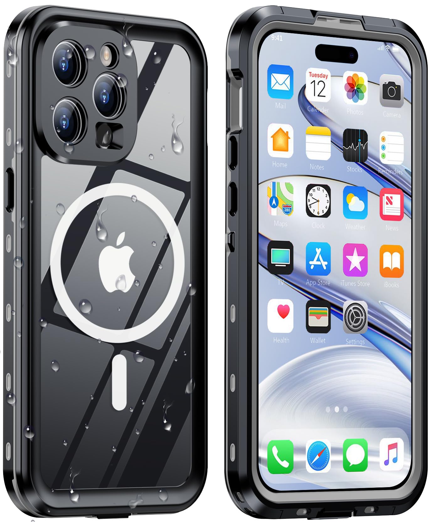 Dewfoam Design for iPhone 15 Pro Max Case Waterproof, Full Body Underwater Dustproof Shockproof Case Built-in Screen Protector - Clear