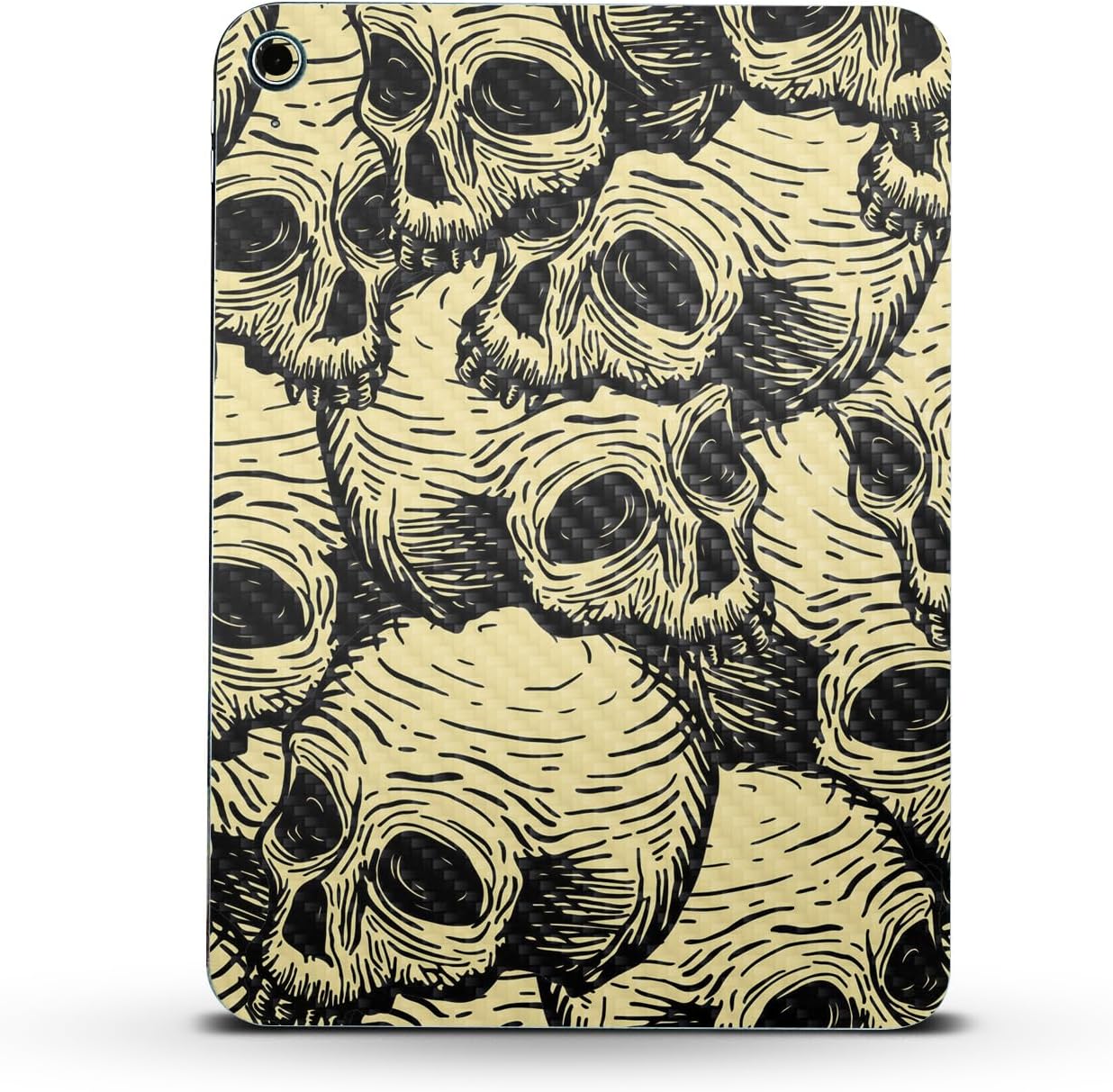 MightySkins Carbon Fiber Skin Compatible with Apple iPad 10.9" 10th Gen (2022) Full Wrap Kit - Inked Skulls | Protective, Durable Textured Carbon Fiber Finish | Easy to Apply | Made in The USA