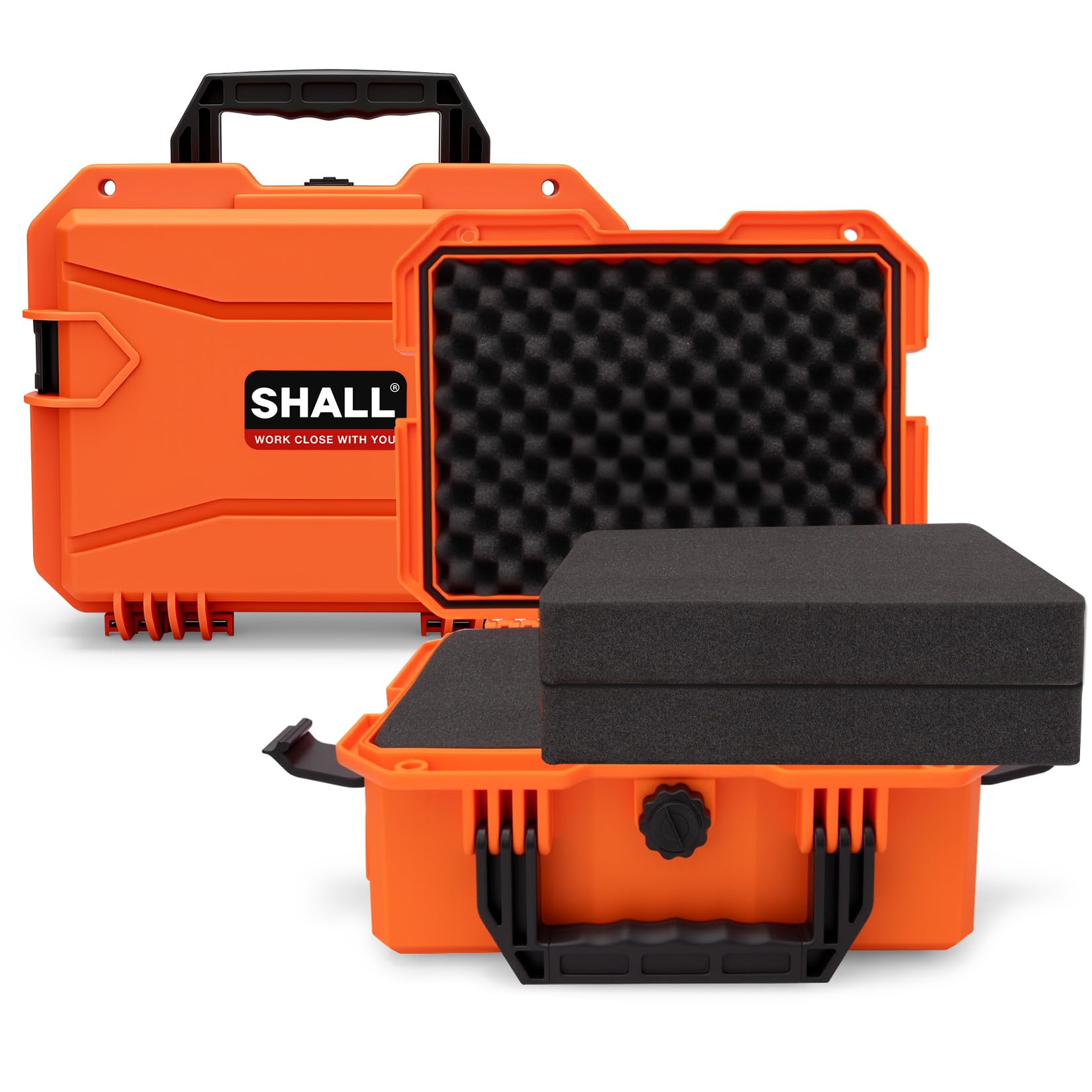 Shall Universal Kamera Koffer L, wasserdicht Staubdicht Schockfest, mit Schaum-Einlagen, für Kamera, Objektiv, Elektronik, Messgeräte, fotokoffer, kamerakoffer, Orange, 35×29×15 cm