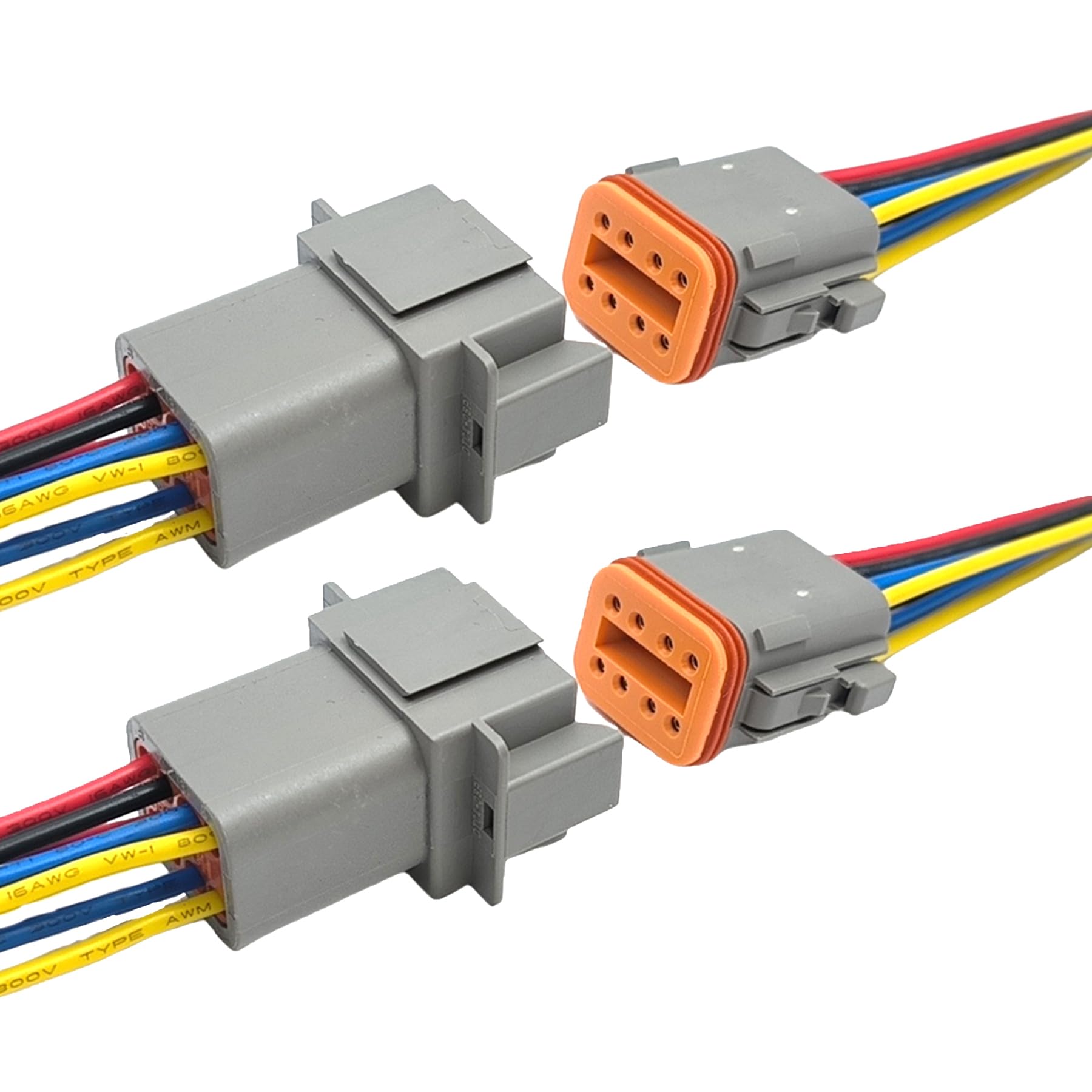 2 set di connettori per auto DT a 8 poli (maschio e femmina) con cavi da 16 AWG per auto/camion/barche/LED