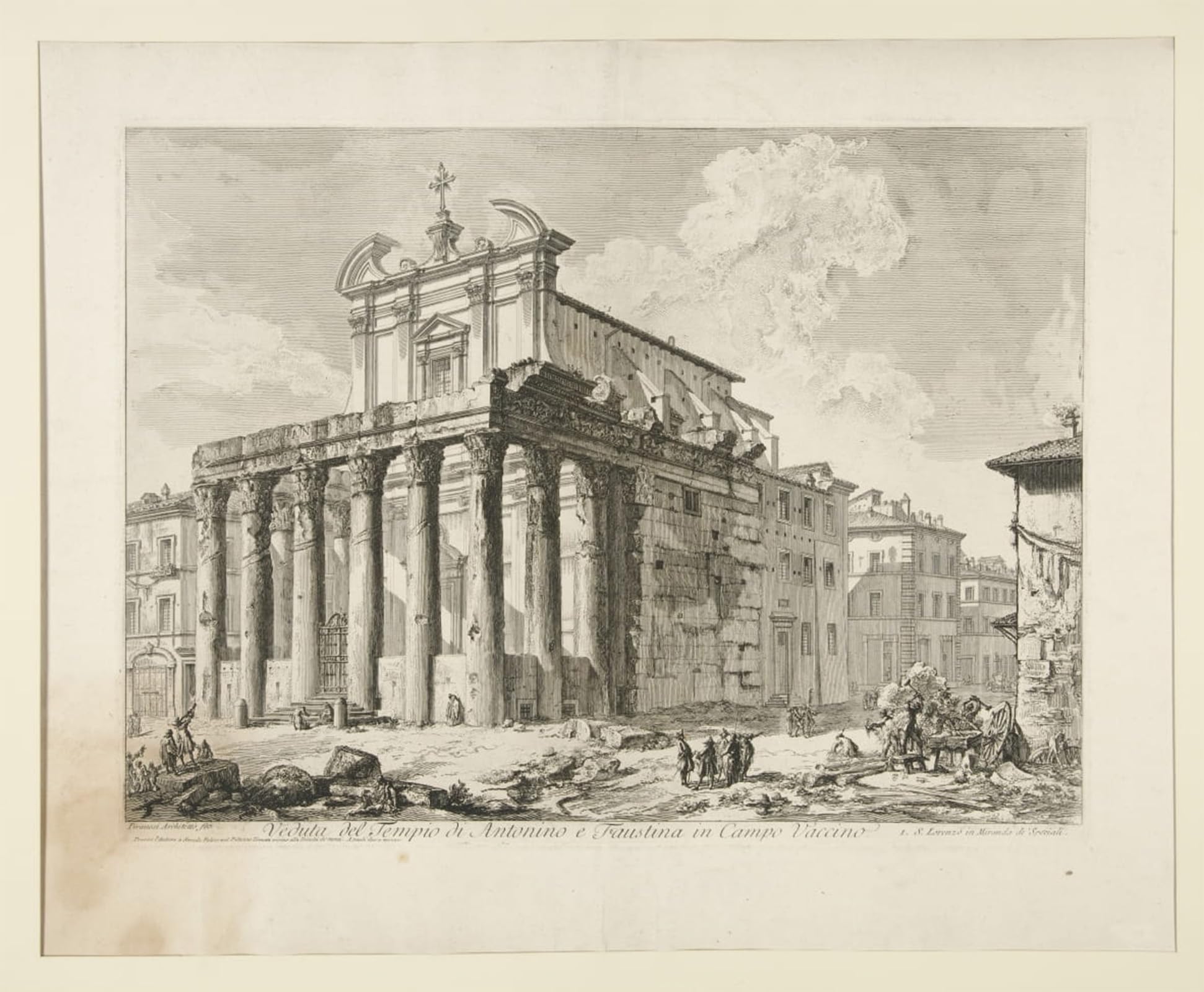 ARTXLXXBN Famous Prints Artwork Pictures Poster Painting Art Veduta Del Tempio Di Antonino E Faustina in Campo Vaccino by Battista Piranesi Artwork Landscape Pictures for Home Decor 60x90cm