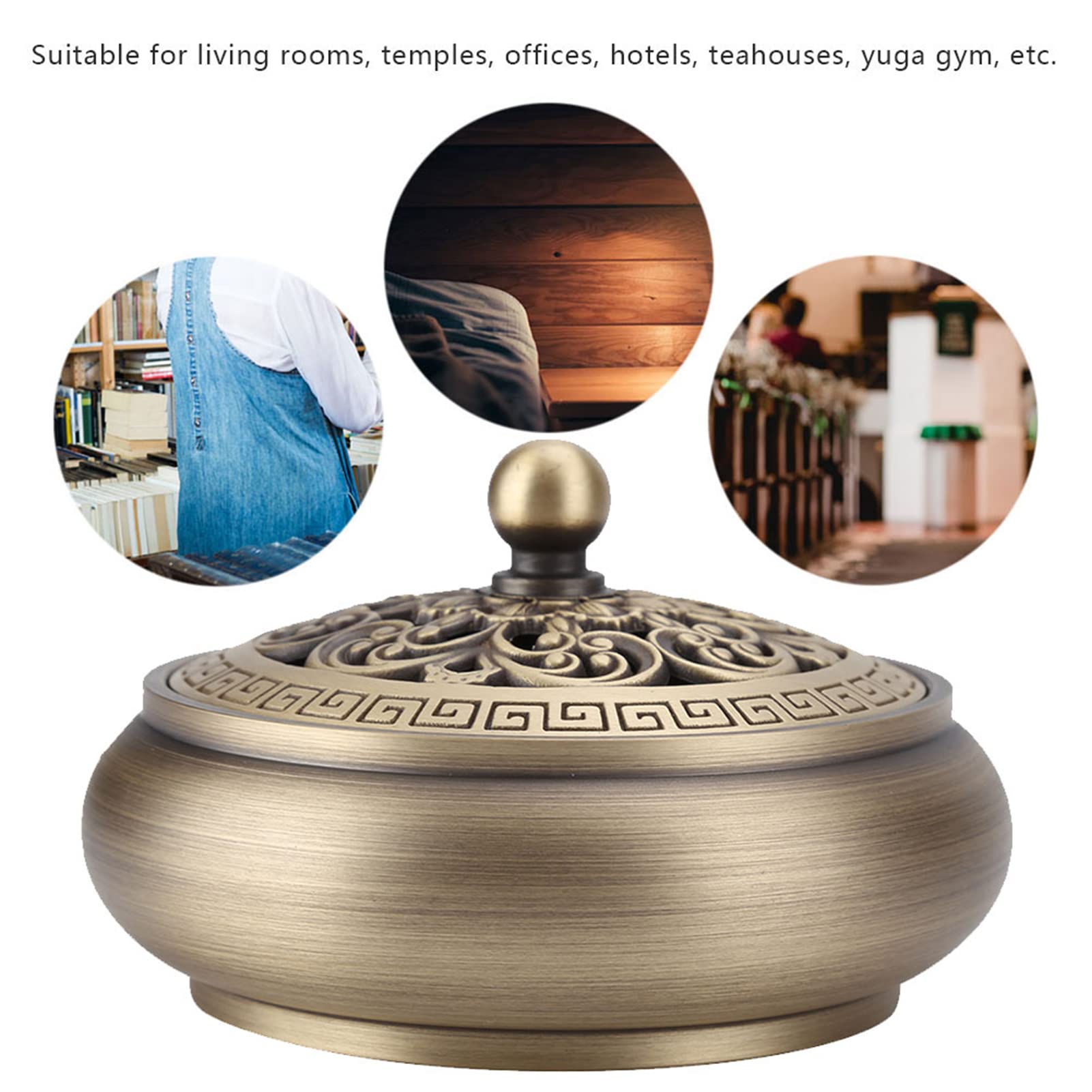 Bruciatore di incenso in ottone Bruciatore di incenso Lotus Buddha Bruciatore di incenso vintage Stufa a carbone Supporto di lusso Incenso Metallo Decorazione della casa Office Room Tea House for Stic