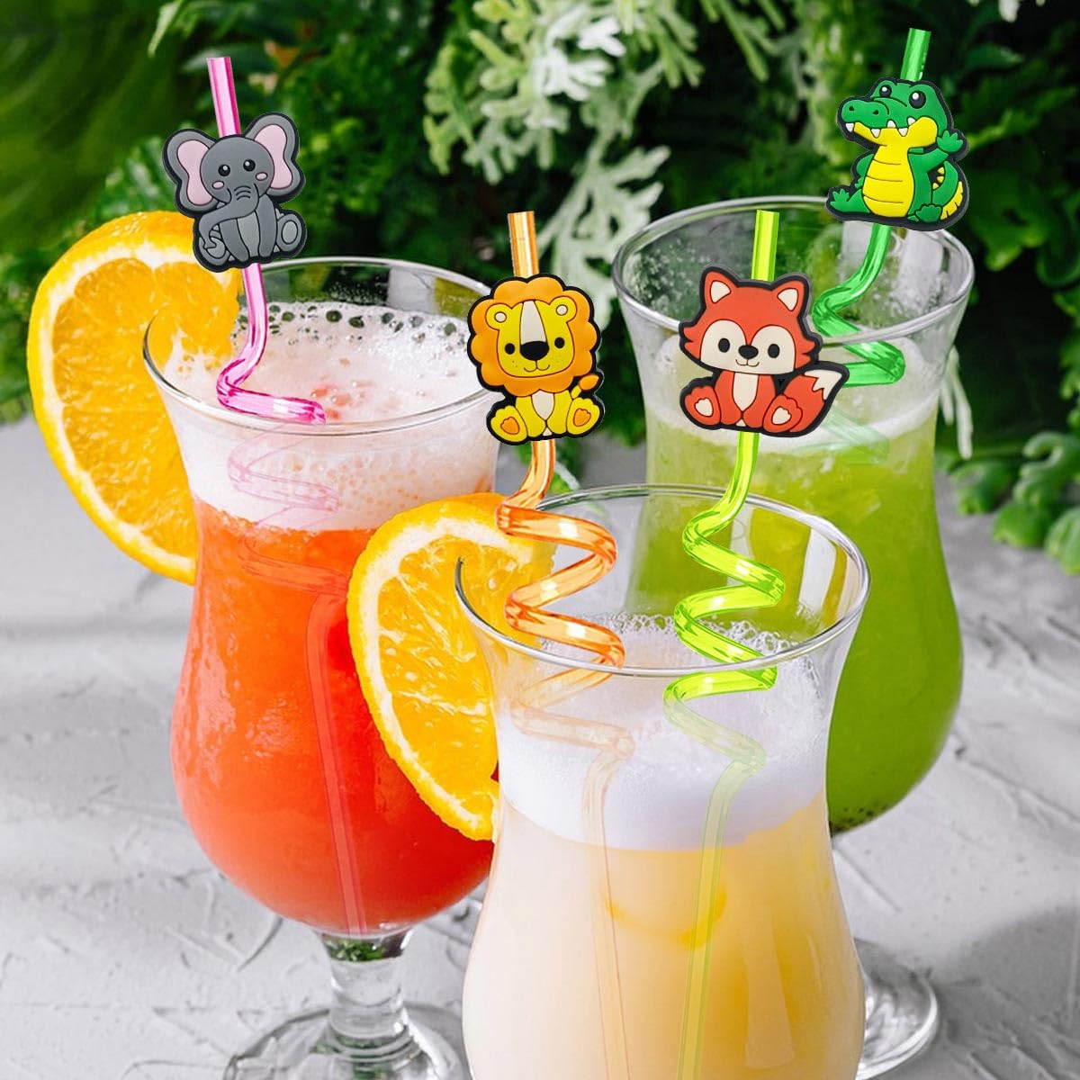 16 Cannucce Riutilizzabili In PET Per Bambini E Adulti - A Spirale Colorate Con Motivi Cartoon Per Cocktail, Bubble Tea E Feste - 6