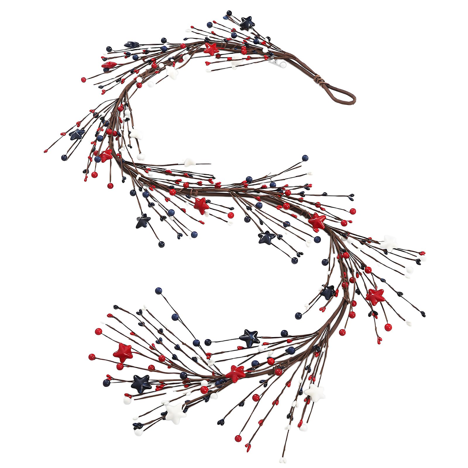 PANGBOER Artificial Branch with Star Rattan Decorative Independence Day Patriotic Garlands for Indoor and Outdoor Use Fraudulent Twiner Decoration
