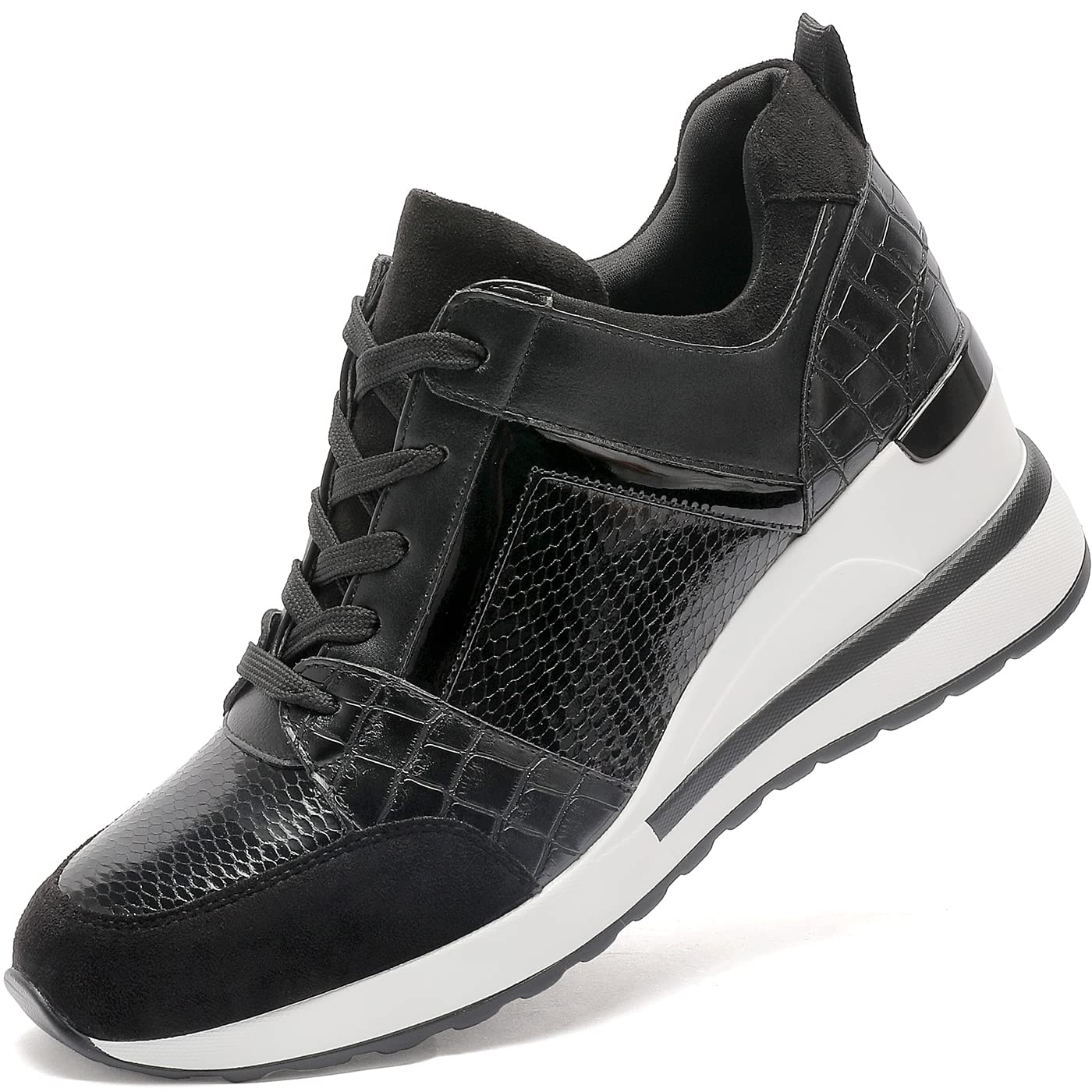 YZ Fashion Wedge Sneaker for Women High Heel Lace Up Platform Sneakers