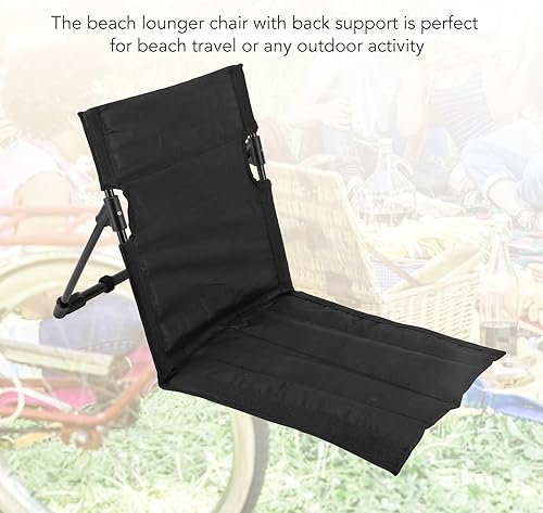 Miniatura 9 de Tumbonas de playa al aire libre, sillas de playa, silla de playa plegable portátil con bolsillo con cremallera de gran tamaño, respaldo ajustable,
