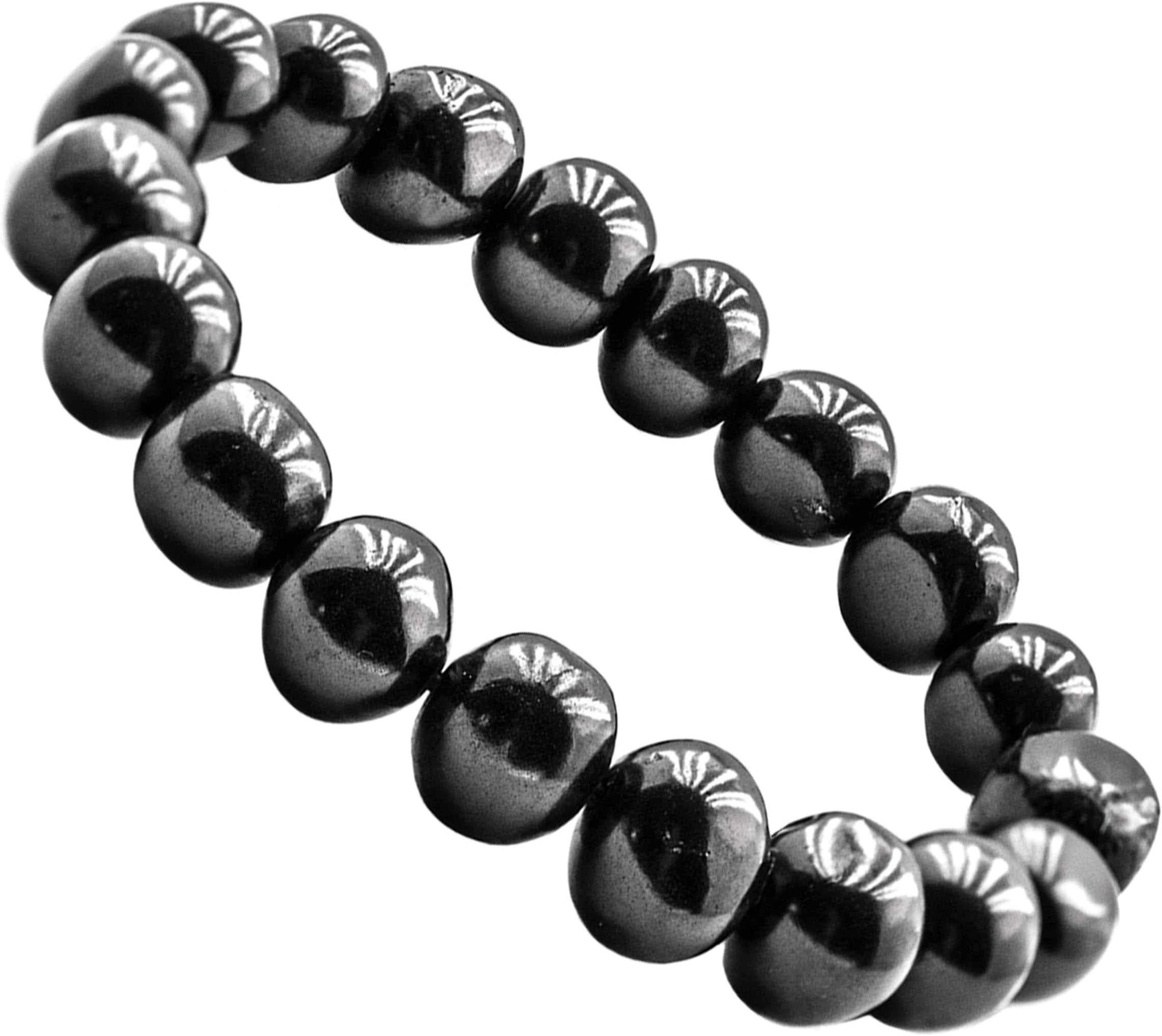Shungite Bracelet Stretch Bracelet Classic to Relieve Stress and5G, Wi-Fi Protect - Comfort Elastick Band Easy Fit - Genuine Russian Shungite Stones - Each Have Certificate Autentification