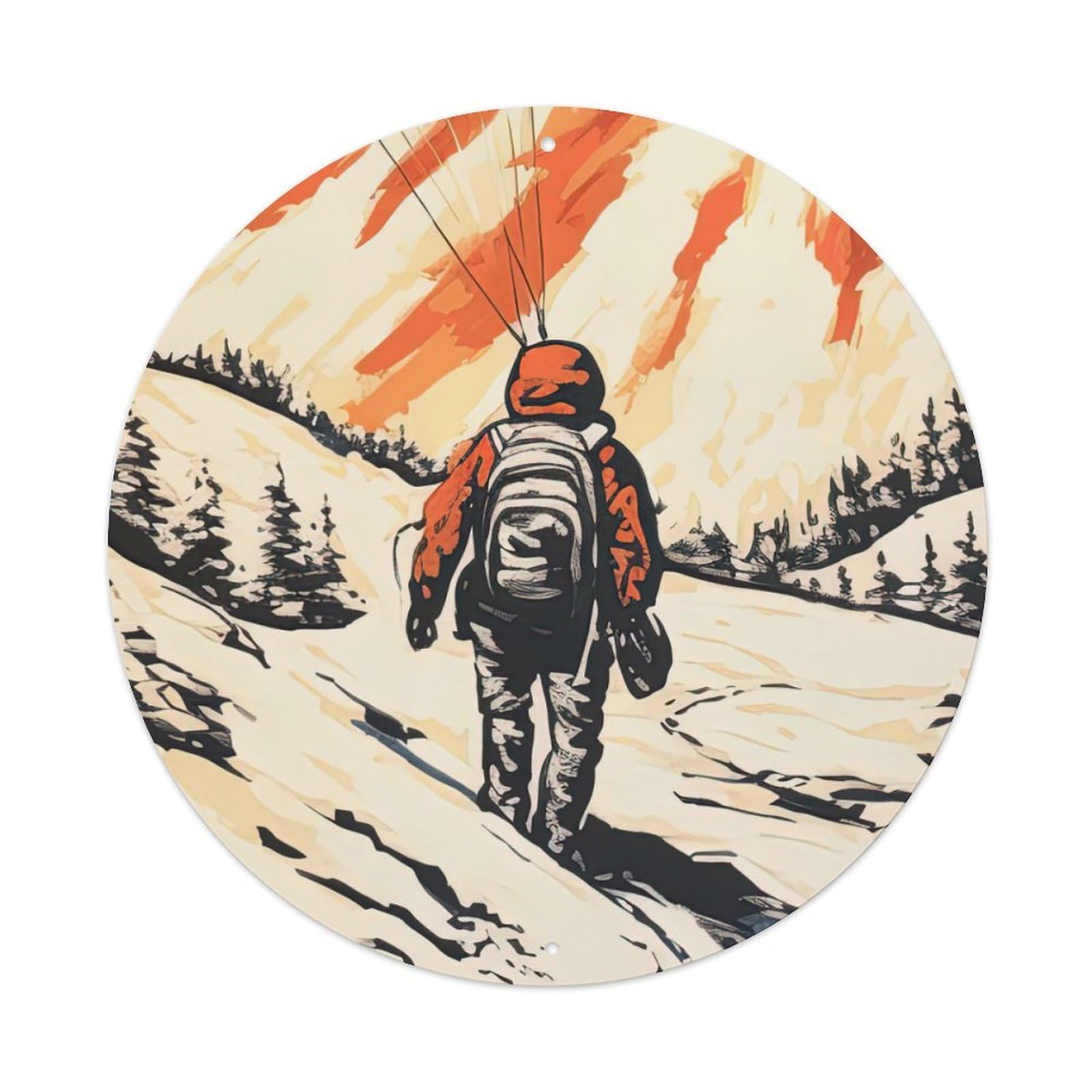 Vintage Extreme Sport Skier with Parachute Metal Tin Sign