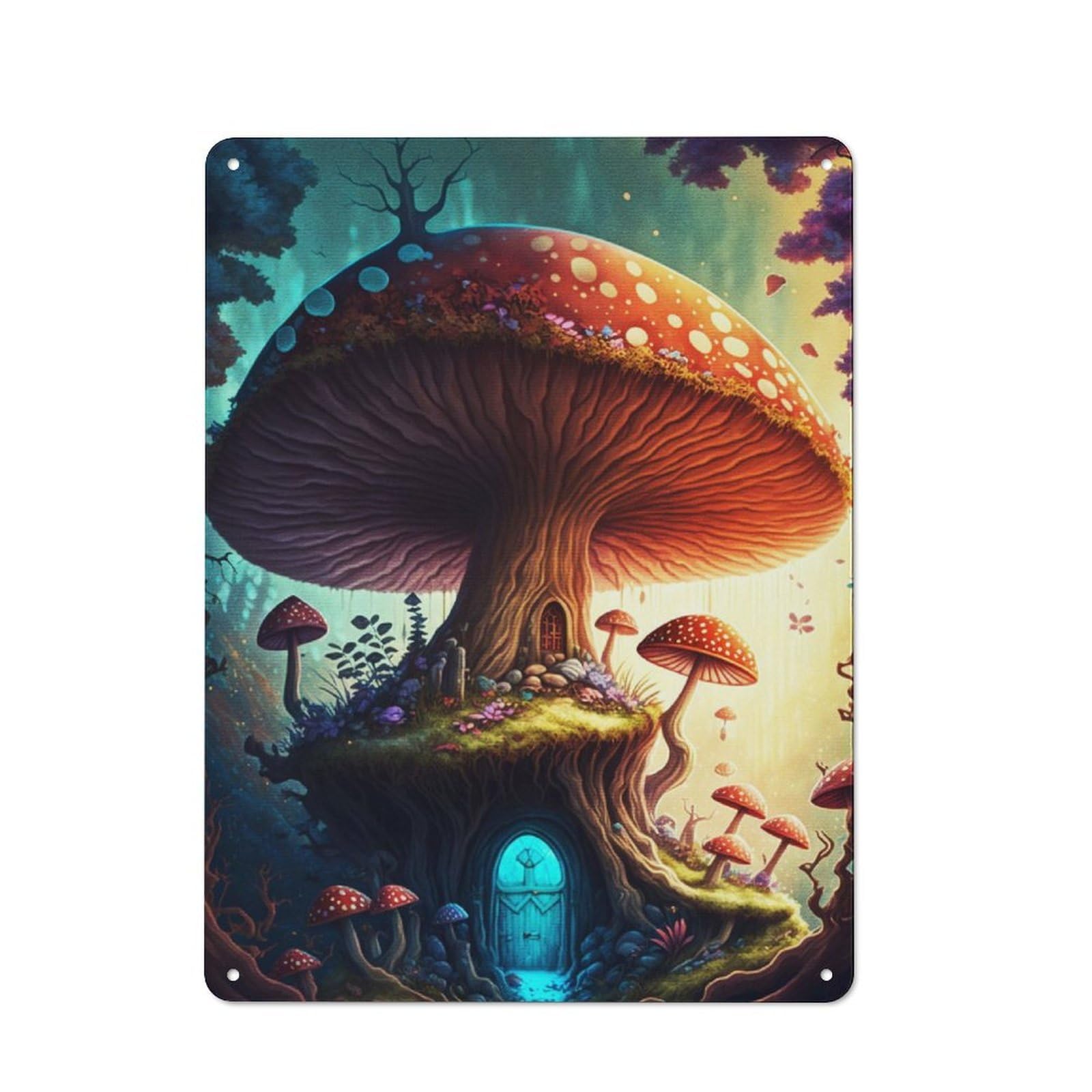 Junmoney Mushroom Home Metal Plaque 40X30cm With For Garage Wall, Vintage Decor, For Vintage Wall Decor Fans, For Metal Sign Collectors