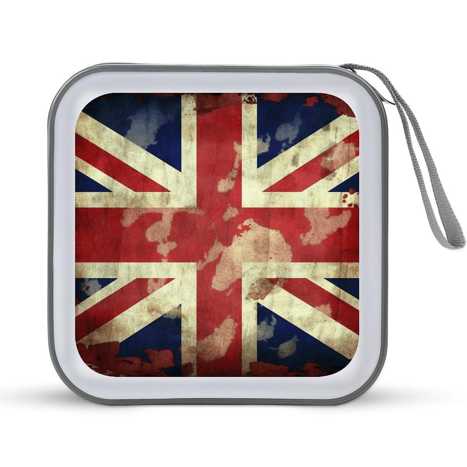 Funda para CD rígida de bandera británica con capacidad para 40 discos y cierre de cremallera