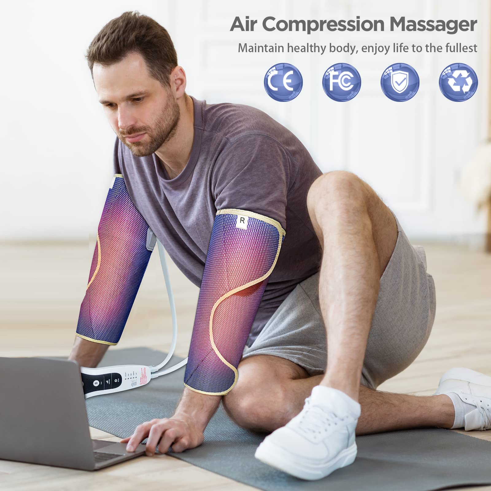 Massaggiatore Gambe con compressione dell'aria e calore per la circolazione e il relax, 2 modalità e 3 intensità, Home Office Riduce lo stress, Regali di Natale per uomini Donne