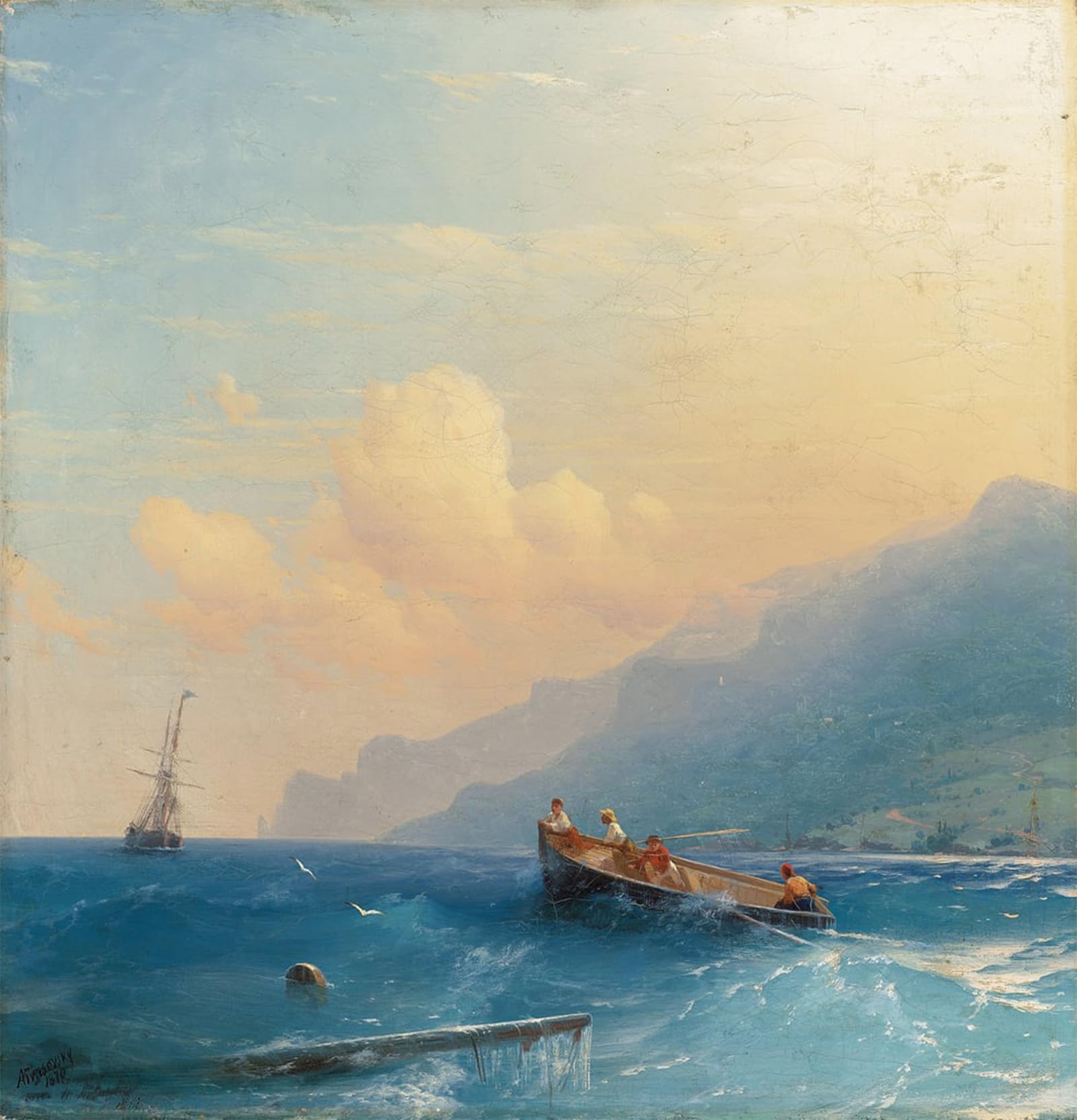 POSTERIIk Vintage Print Pop Art Landscape Artwork Searching for Survivors by Ivan Konstantinovich Aivazovsky Art Prints for Office Home Decor 60x90cm
