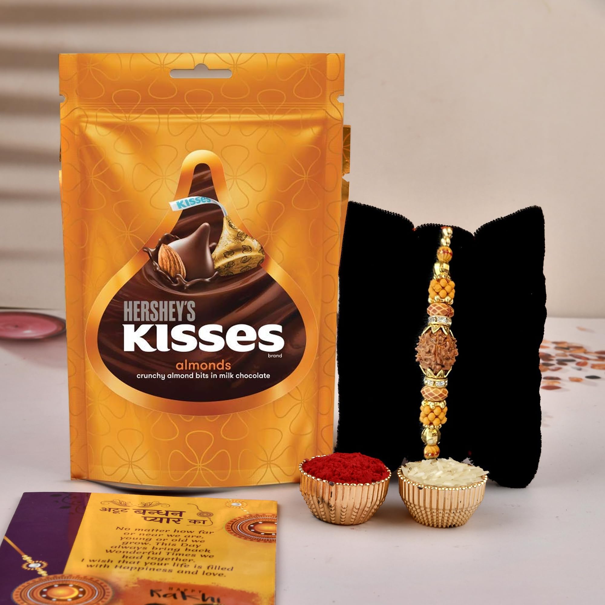 CraftVatika Rakhi for Brother with gift combo | Silver Puja Coin, Hersheys Chocolate Gift Combo | Rakhi for Bhai Kids Boy Bhaiya Men Kids, Premium Rudraksh Rakhi Gift Hamper, Rakhi for Brother with Chocolates (B0CFLQSY9J) Amazon Price History, Amazon Price Tracker
