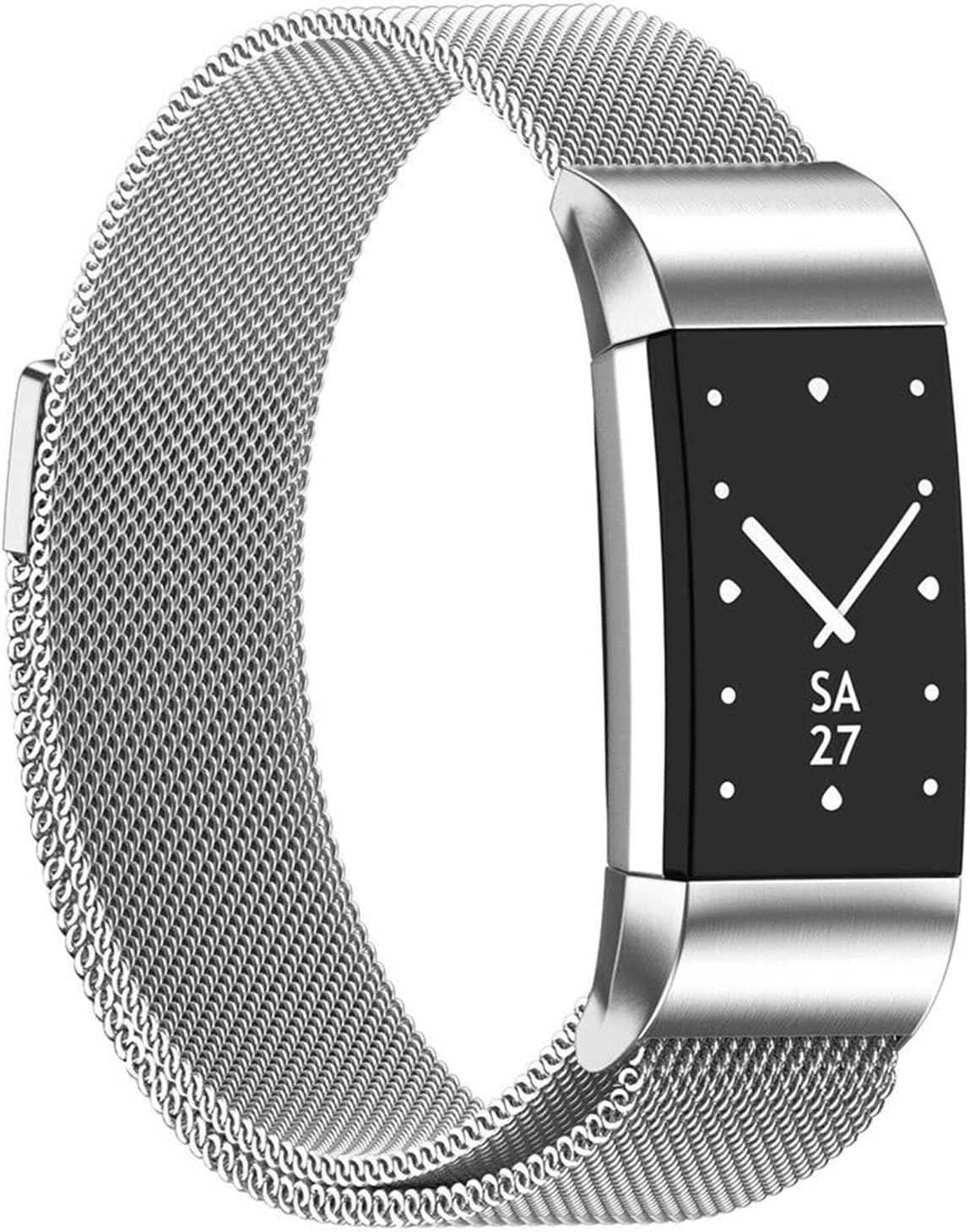 Wongeto Compatible with Fitbit Charge 2 Strap, Adjustable Stainless Steel Metal Mesh Replacement Wristband Straps with Unique Magnet Lock for Fitbit Charge 2 Men Women