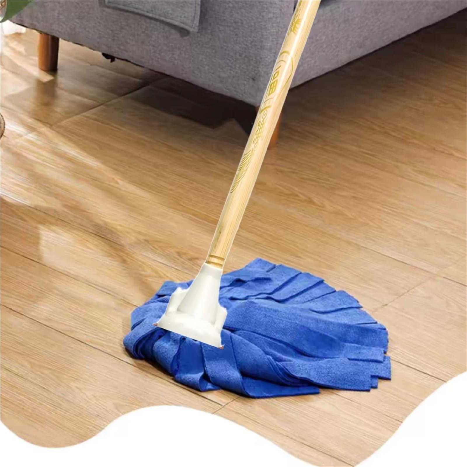 Fregona Fregona doméstica, fregona sin Lavar a Mano, fregona de Toalla Gruesa, fregona de Poste de Madera Absorbente Larga, fregona de Limpieza sin Rastro(Purple)