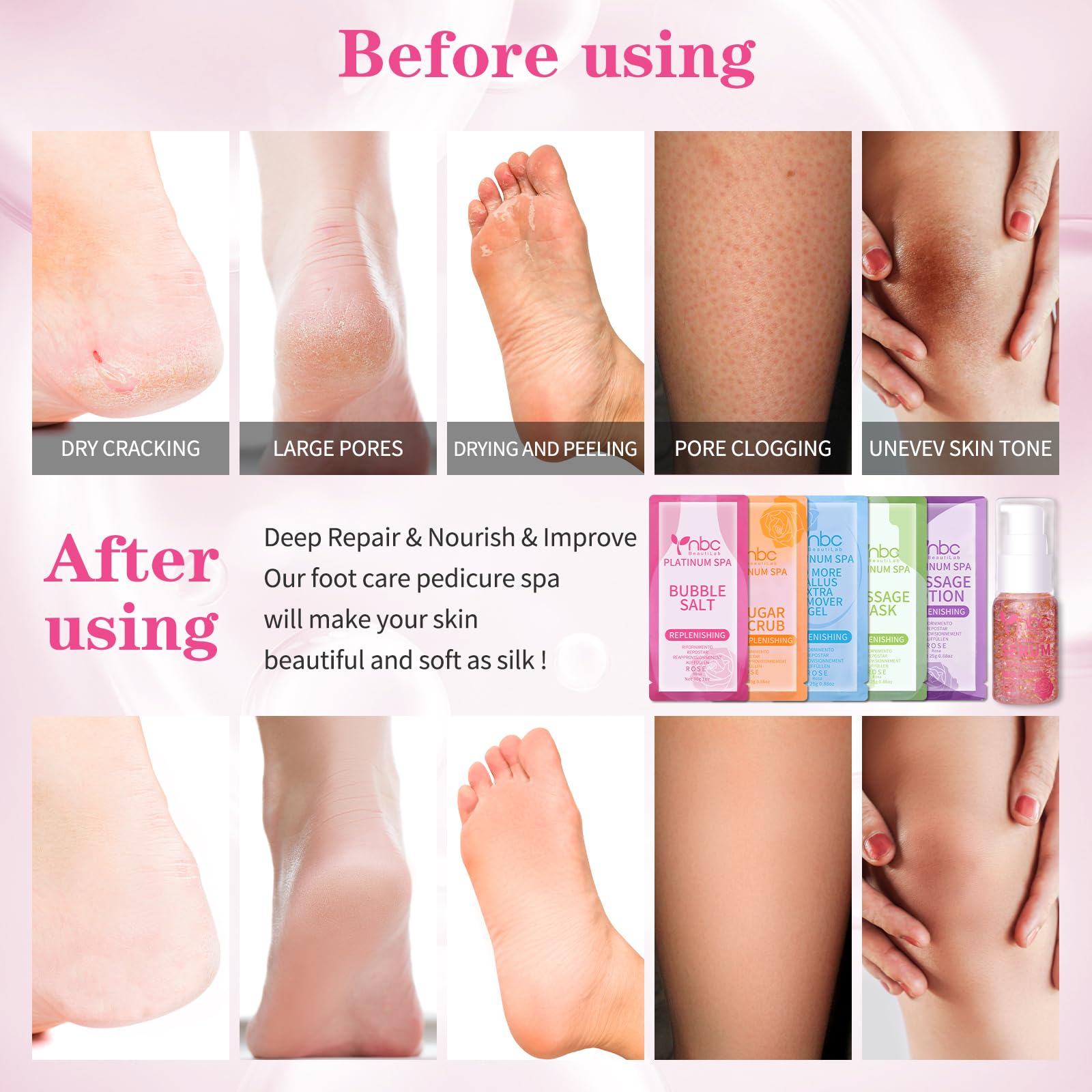 Pedicure Foot Spa Kit, 4-Step Foot Care Set