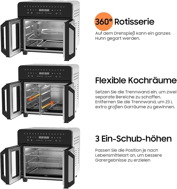 iceagle 23L Olajmentes Légfrissítő Kettős Zóna Francia Ajtó 2200W 15 Program