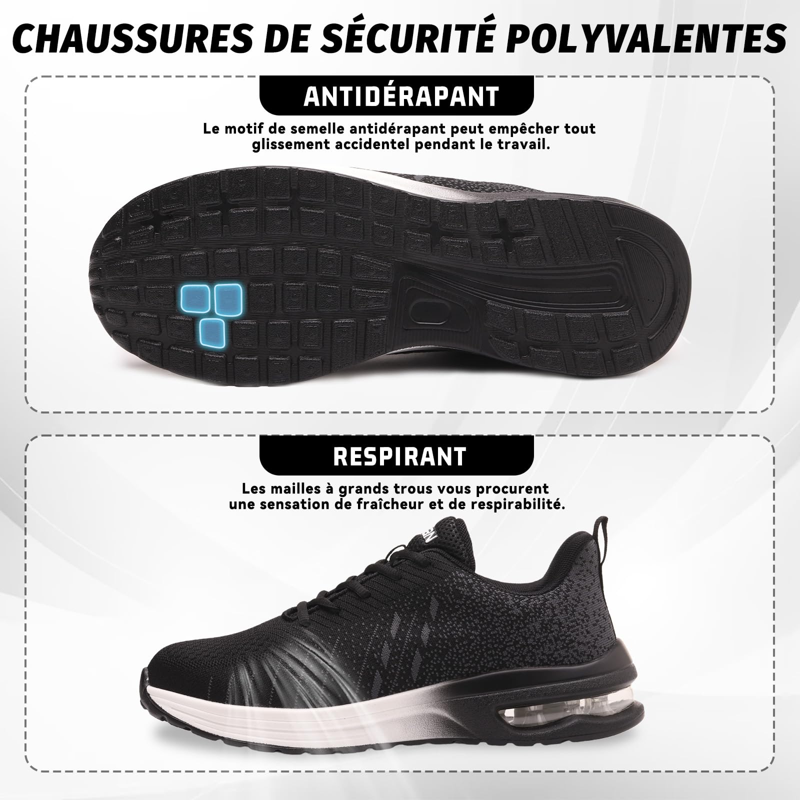 Furuian Chaussures de Sécurité Hommes Femmes Légère Basket de Securite Chaussures de Travail Homme Embout en Acier Bottes de Sécurité