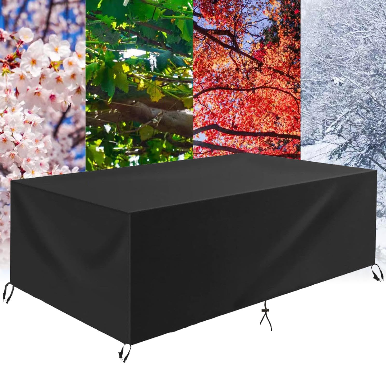 HNKDKJ Housse de Protection Salon de Jardin 225x85x80cm(LxWxH) Housse pour Meubles de Terrasse Résistance Anti-UV Imperméable Bâche Table Jardin Exterieur Rectangulaire Housse Salon de Jardin-Noir