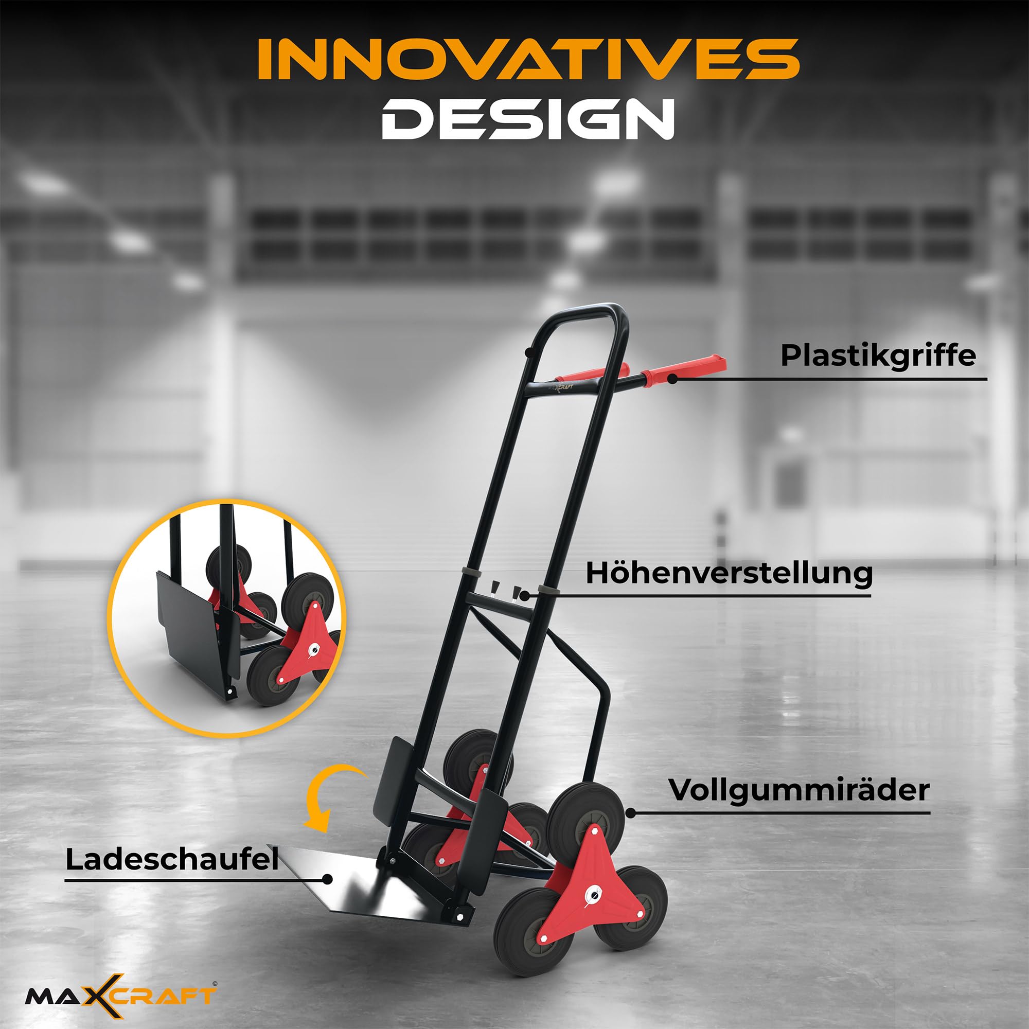 Wózek Transportowy Heavy Duty do 150 kg, Wózek Ręczny, Wspinacz Schodowy, Składany, Czarny