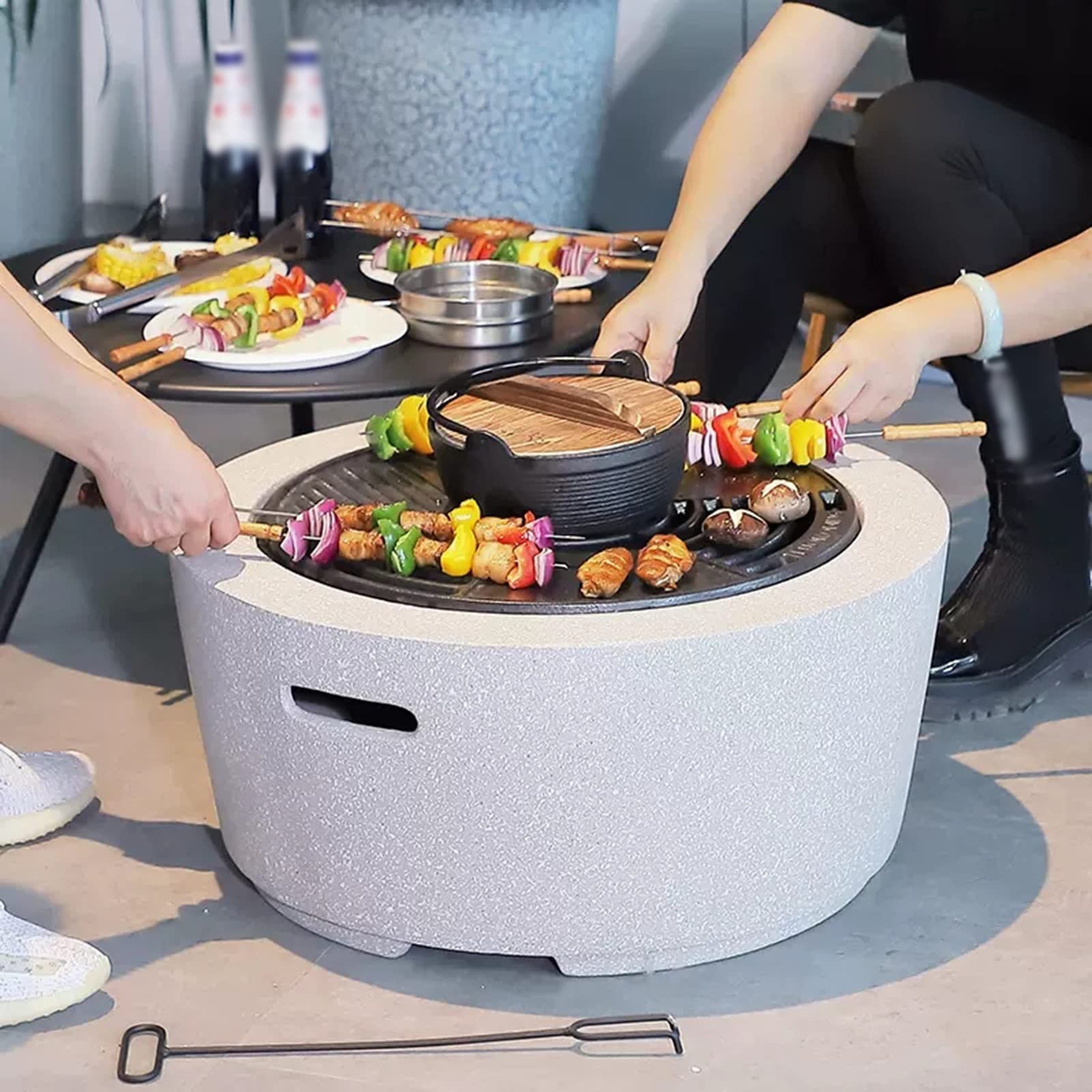 Grill Grillowy Gospodarstwo domowe Dziedziniec Grill węglowy Stół do grilla Szaszłyki Piec Żelazny stołowy Grill węglowy do grillowania