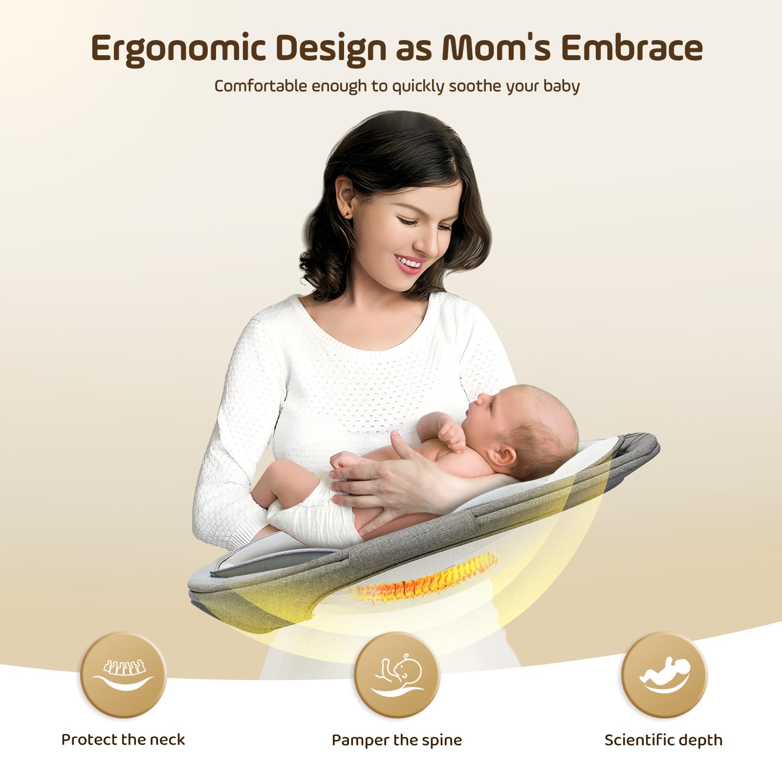 Bouncer eléctrico para bebés con 5 amplitudes de Swing Temporizador de 3 etapas, Silla de Gorila para bebés con Control de Bluetooth y Control Remoto, 12 Canciones de Cuna preestablecidas