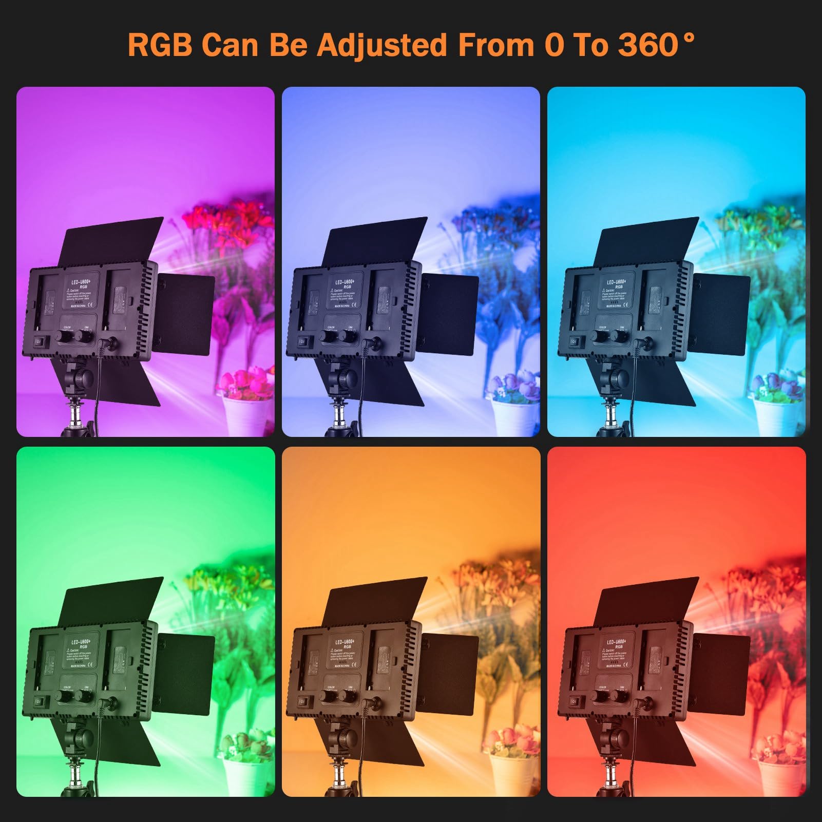 led video light HUIOP Luce fotografica RGB bicolore 36W Pannello luminoso a LED 352 pezzi Perline LED 3200K-5600K Dimmerabile Serie DC/NP Alimentato a batteria con telecomando per paraluce in metallo