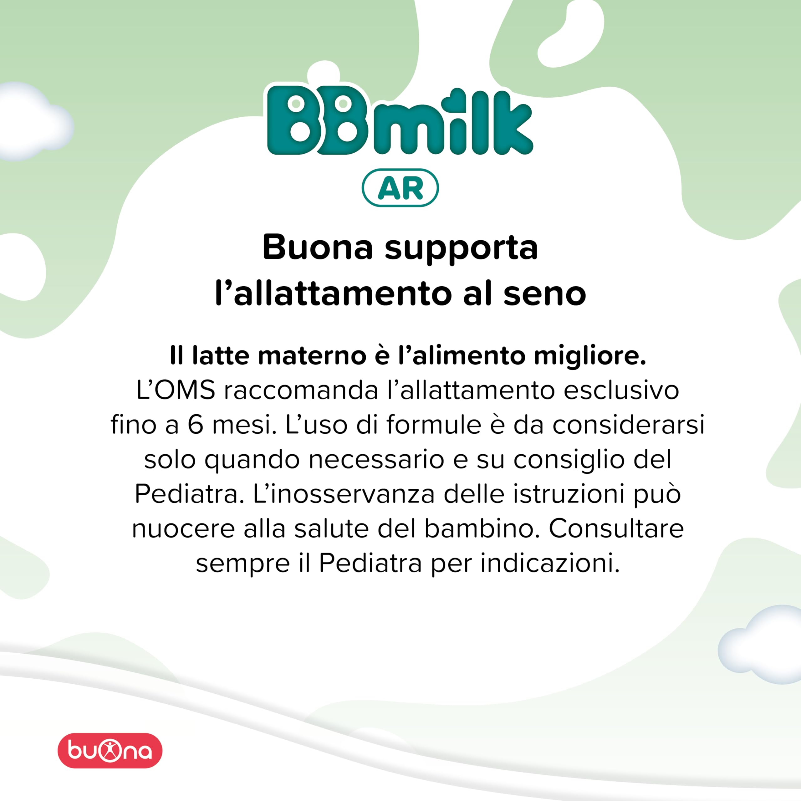 Buona Latte Antireflusso, BBmilk AR 400g, Latte in Polvere per Neonati 0-12 Mesi, con Farina di Semi di Carrube, Alimento a Fini Medici Speciali, Formula Addensata con Latte Fresco Pastorizzato